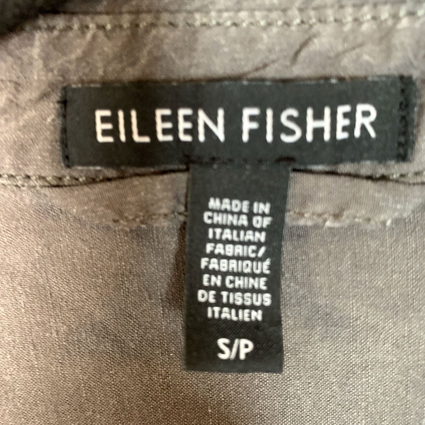 Eileen Fisher Eileen Fisher Shirt Womens Small Gray Linen Blend Button Office Siren Size S / US 4 / IT 40 - 3 Thumbnail