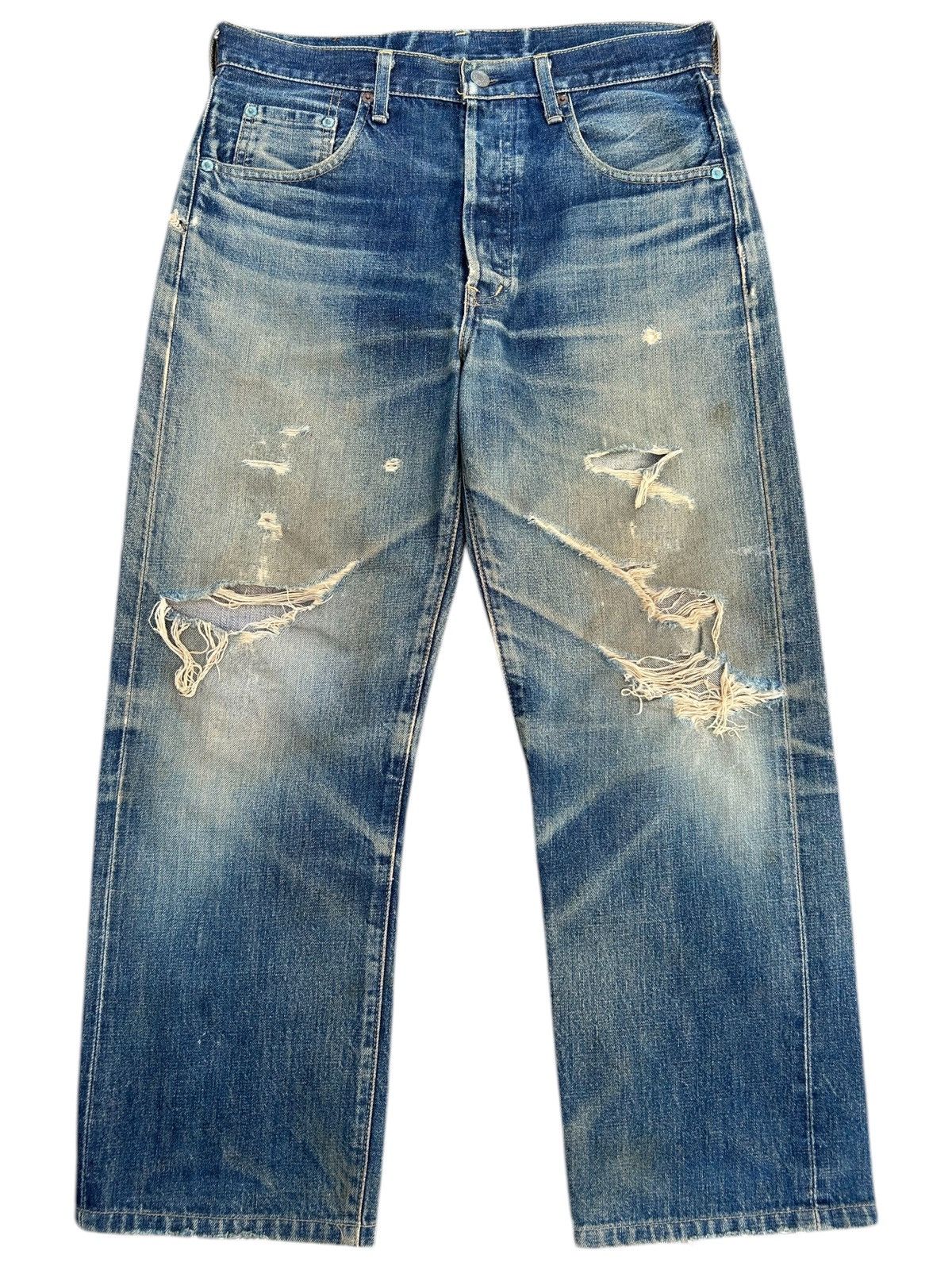 Kapital Thrashed Vintage Levis Big E Selvedge Denim Jeans Size US 33 - 1 Thumbnail