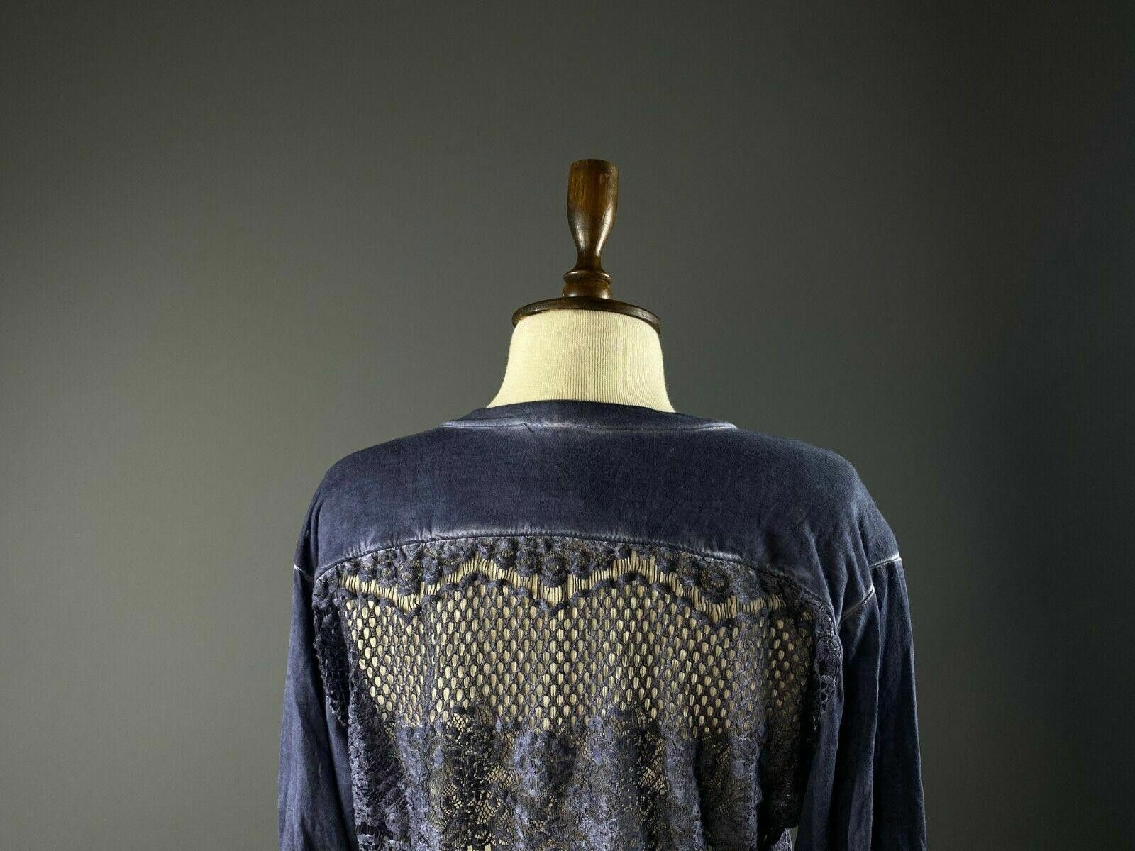 Designer Project AJ 117 Blue Floral Mesh Blouse Sweater Size XL Size XL / US 12-14 / IT 48-50 - 7 Thumbnail