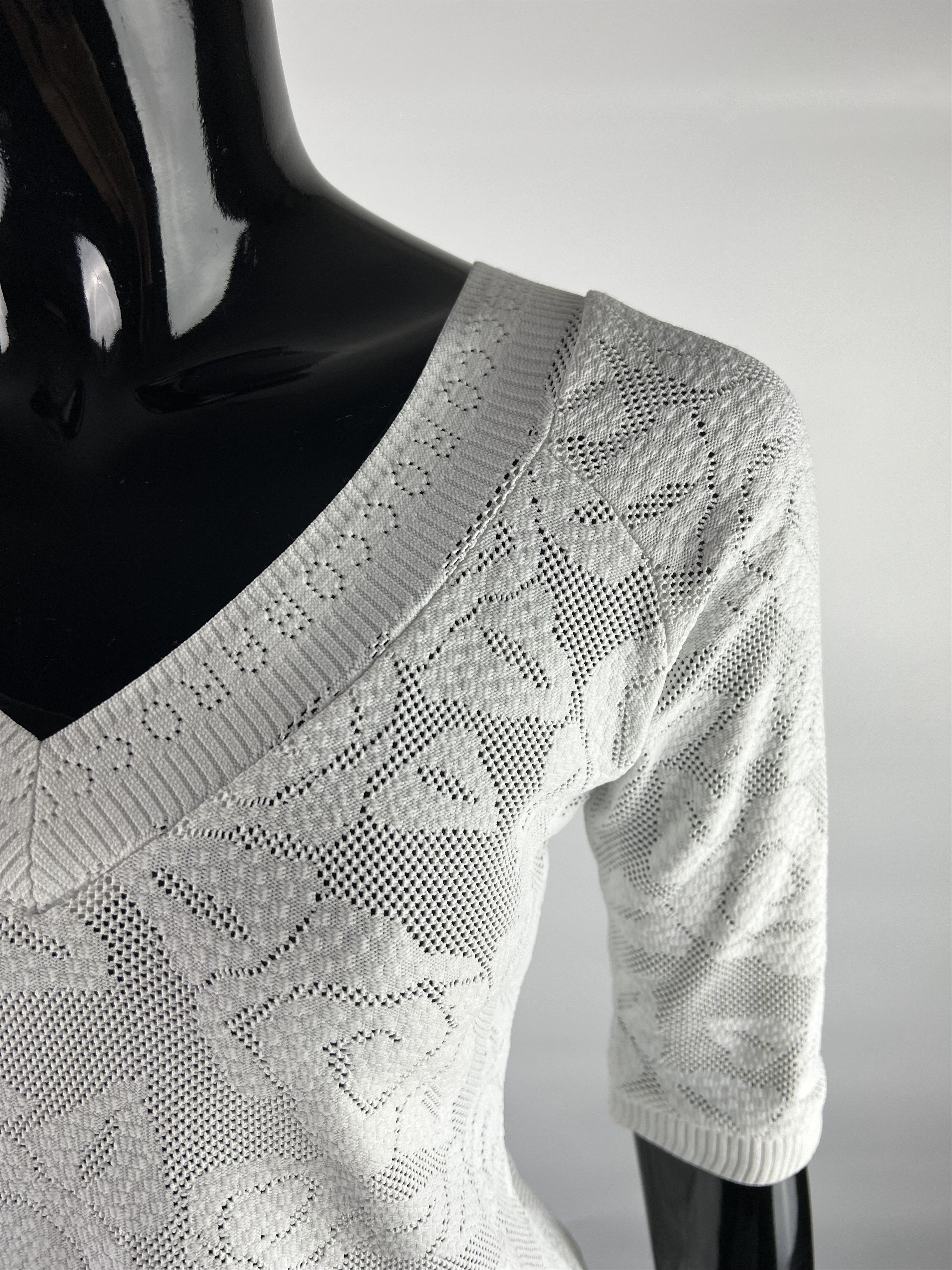Other Roccobarocco White Mesh V-Neck Top Blouse Size US6 Size M / US 6-8 / IT 42-44 - 4 Thumbnail