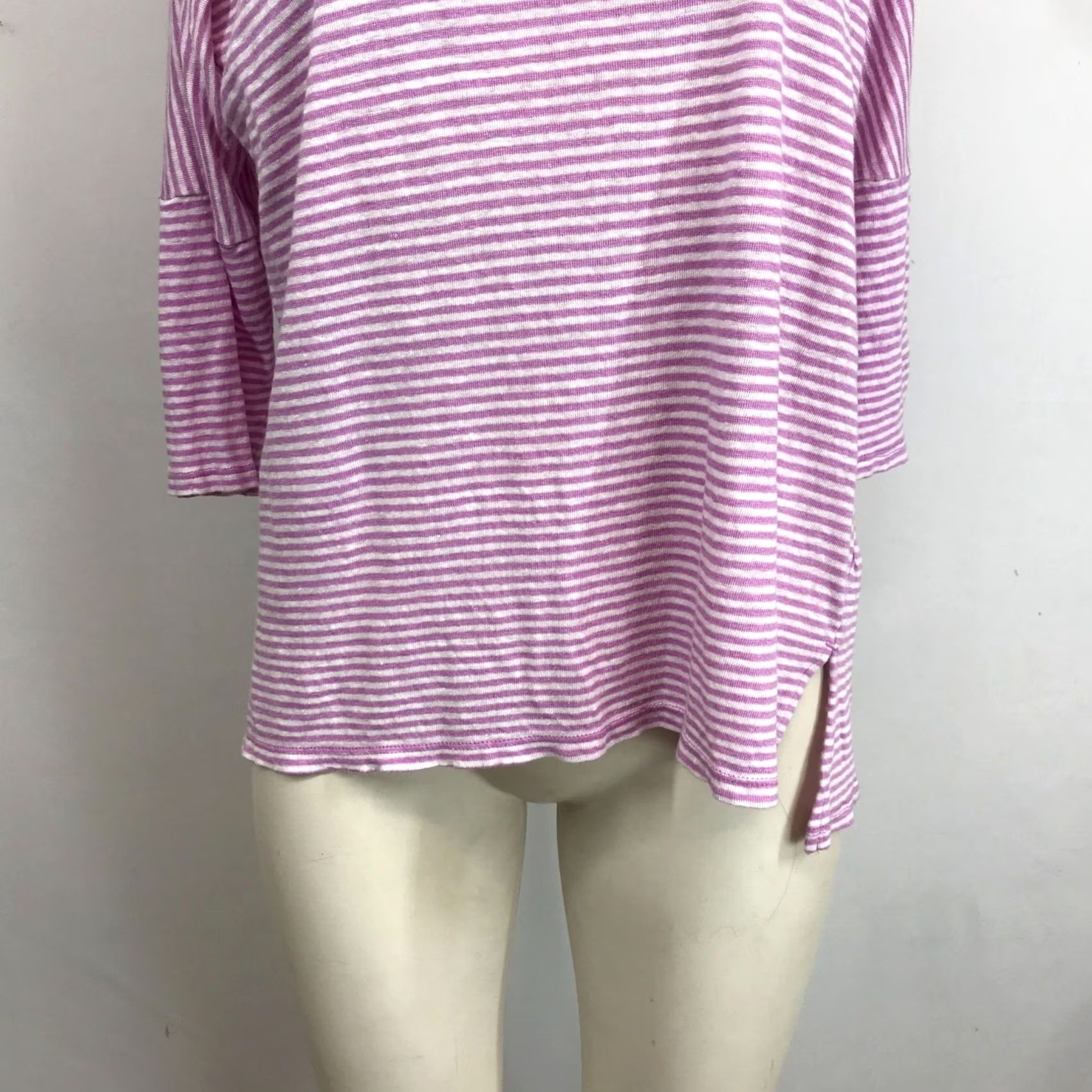 Vintage Chico's Womens Top V-Neck Linen Lavender White Stripe Size S Size S / US 4 / IT 40 - 3 Thumbnail