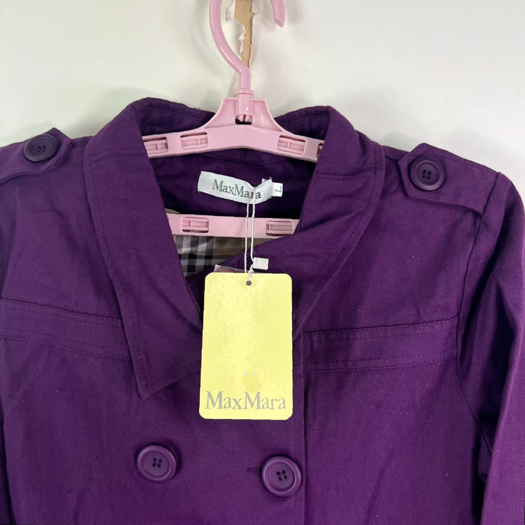 Max Mara Max Mara Trench Coat Womens Jr Size L Purple Double Breasted Short Coat Size 36" / US 14 / IT 50 - 3 Thumbnail