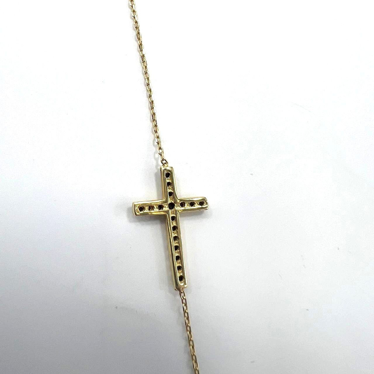 Other 14K yellow gold bracelet with black zircon cross Size ONE SIZE - 2 Thumbnail