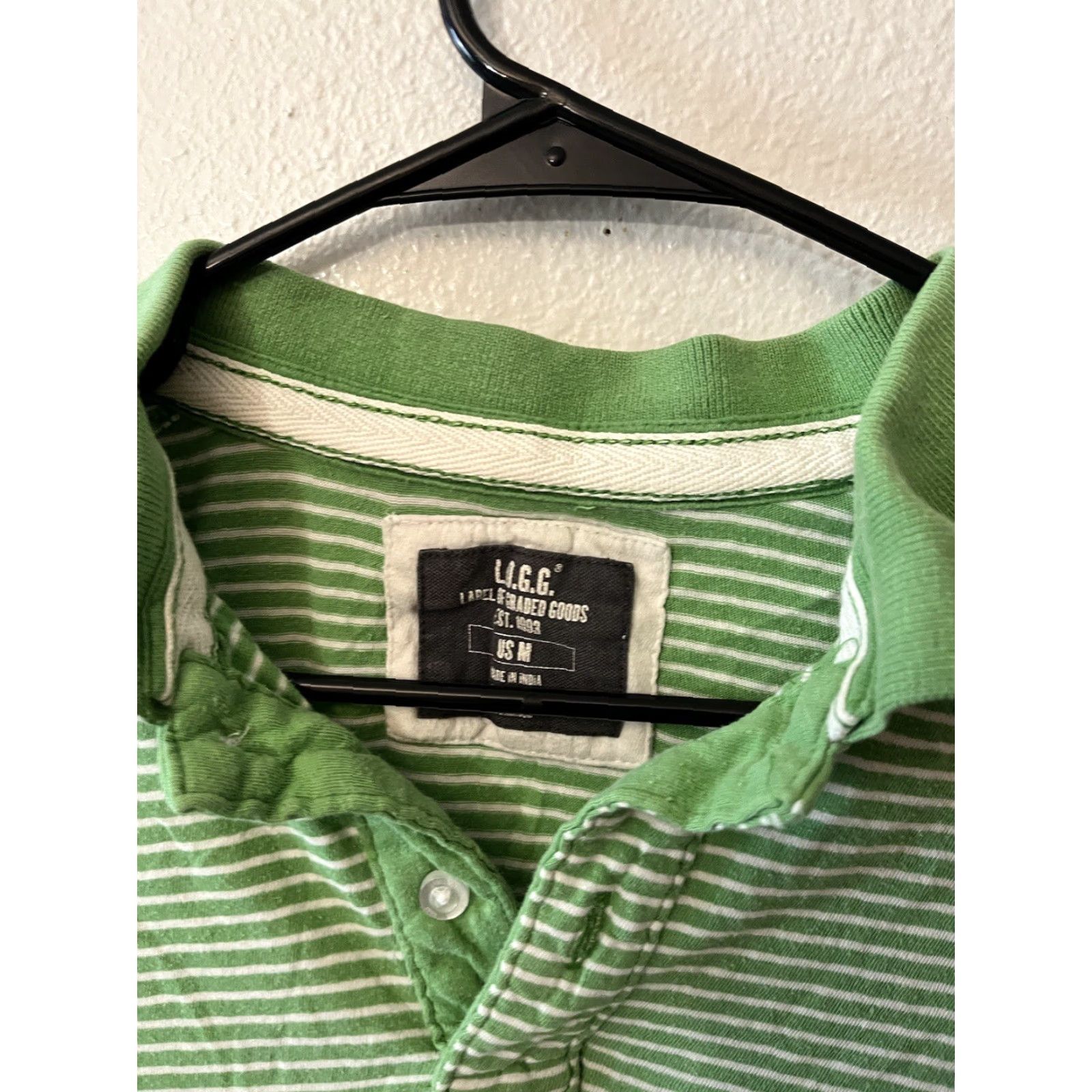 H&M VINTAGE Logg Polo Shirt Men Striped Short Sleeve Green Size M Adult Medium Cotton Pull-over Collared Casual Casual Mens Size US M / EU 48-50 / 2 - 3 Thumbnail