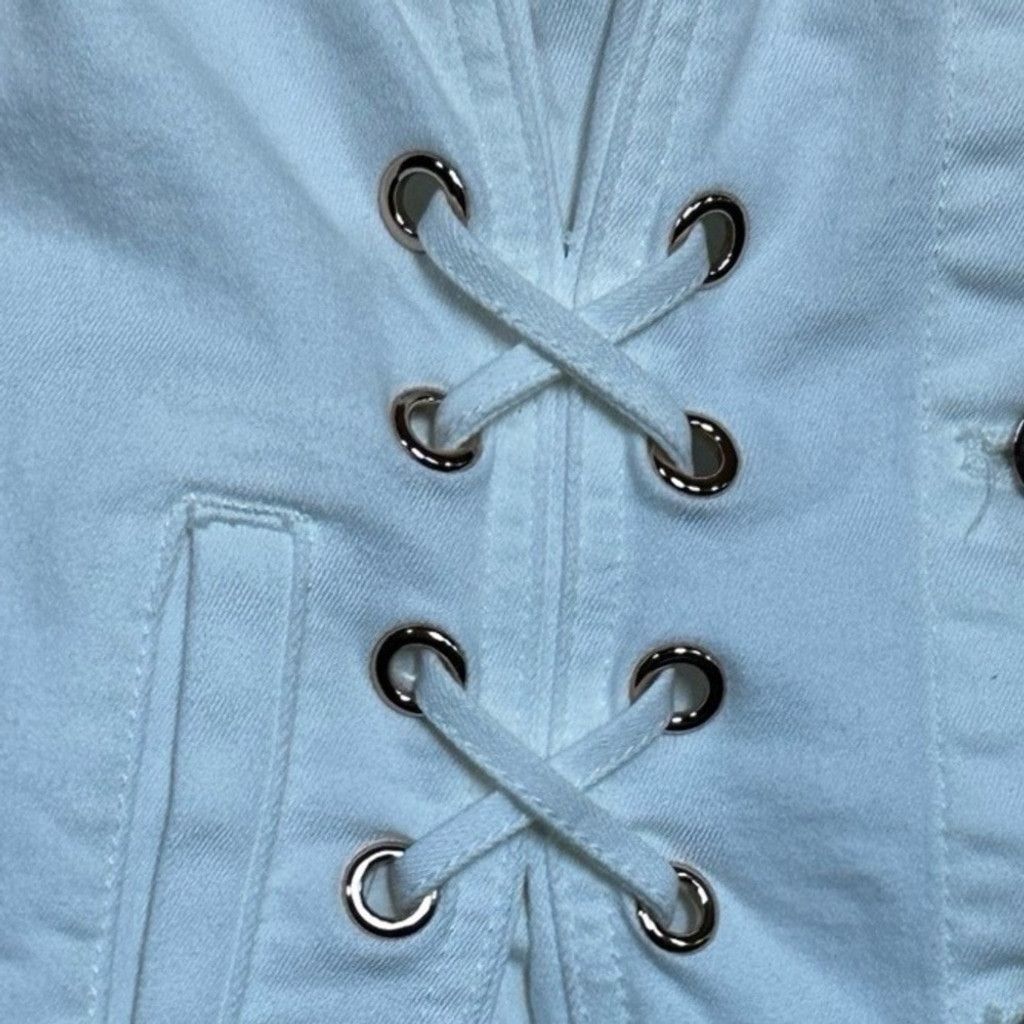 White House Black Market WHBM White Fitted Jean Jacket Women’s Size Small. Size S / US 4 / IT 40 - 9 Thumbnail