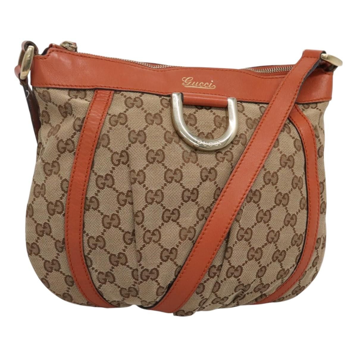 Gucci GG Canvas Shoulder Bag Beige Gold 203257 Auth 121446 in Beige/Gold, Women's