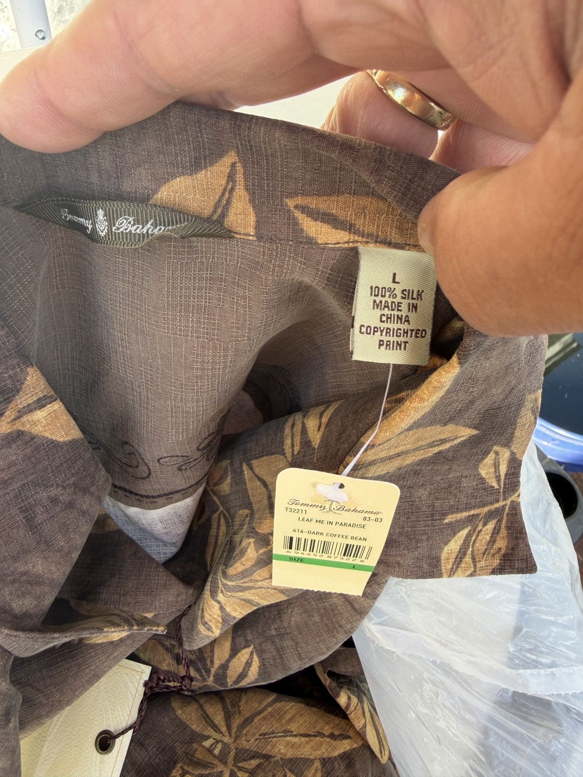 Tommy Bahama New Tommy Bahama Leaf Me In Paradise Dark Coffee Bean Men L Size US L / EU 52-54 / 3 - 4 Thumbnail