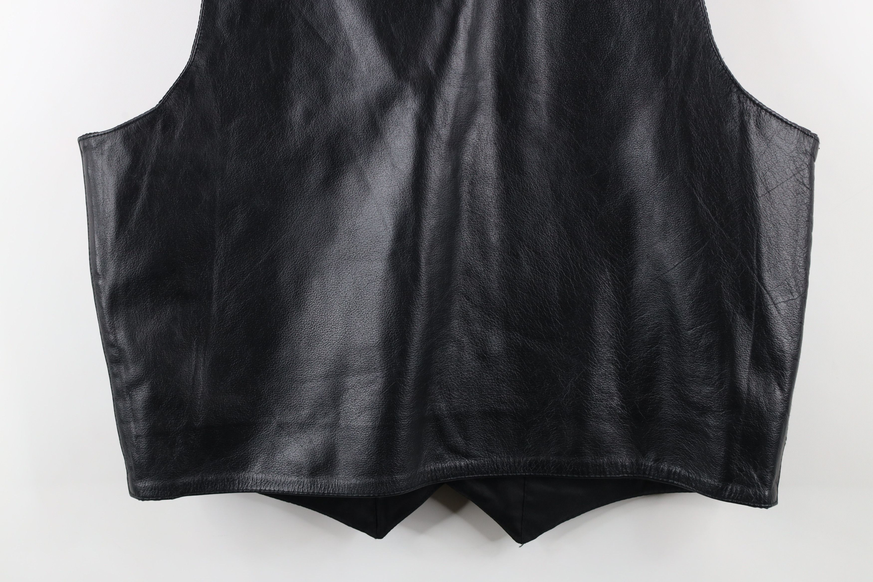 Vintage Vintage 90s Streetwear Leather Motorcycle Vest Jacket Black Size US XXL / EU 58 / 5 - 14 Thumbnail