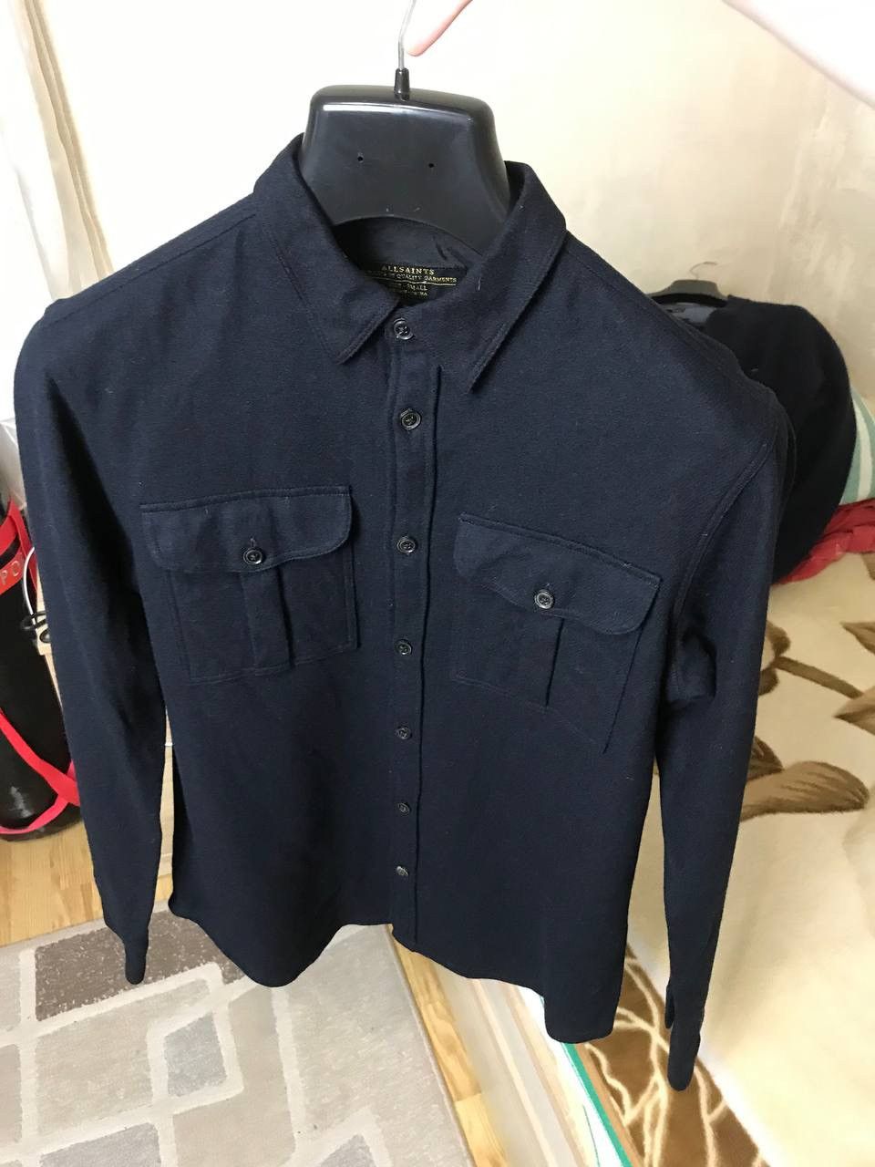 Allsaints 🔥 Allsaints Neward LS Shirt Wool Long Sleeve Button Blue Size US S / EU 44-46 / 1 - 6 Thumbnail