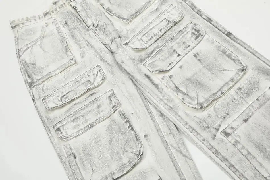 Japanese Brand Design Multi Pockets Washed Dirty Cargo Pants Size US 32 / EU 48 - 3 Thumbnail
