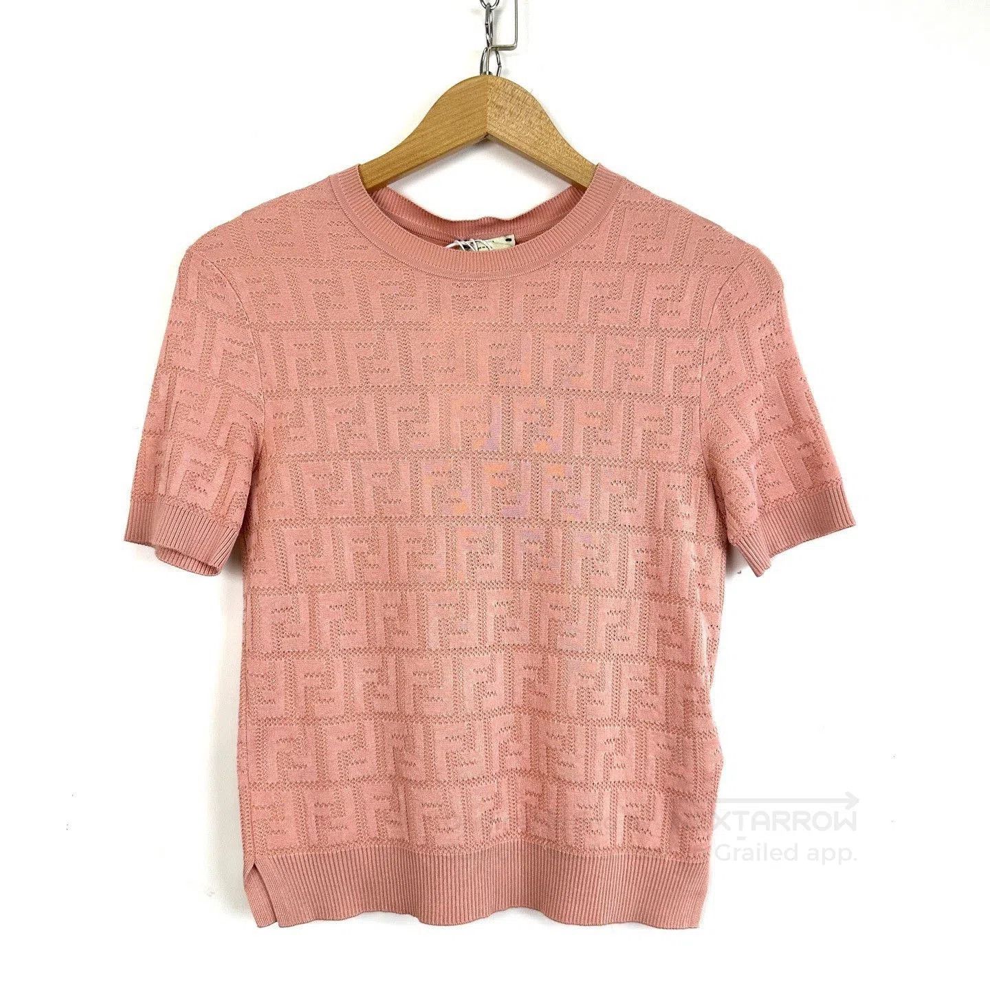 Fendi Fendi Pink Double F Embossed Logo Knit Top. Size XS / US 0-2 / IT 36-38 - 1 Thumbnail