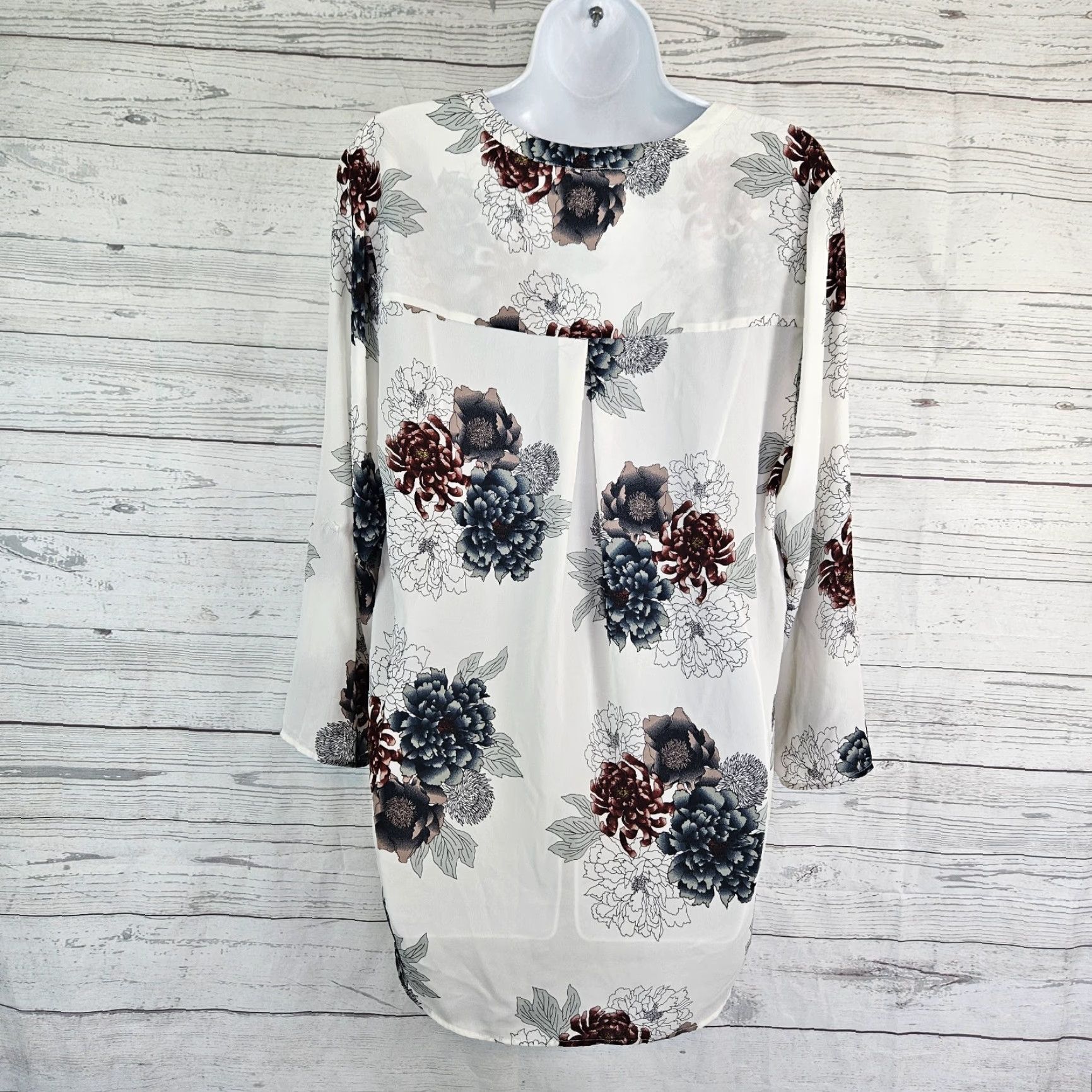 Vintage Daniel Rainn Blouse Womens Top Long Sleeve Size L White Floral Shirt Womens Size L / US 10 / IT 46 - 3 Thumbnail