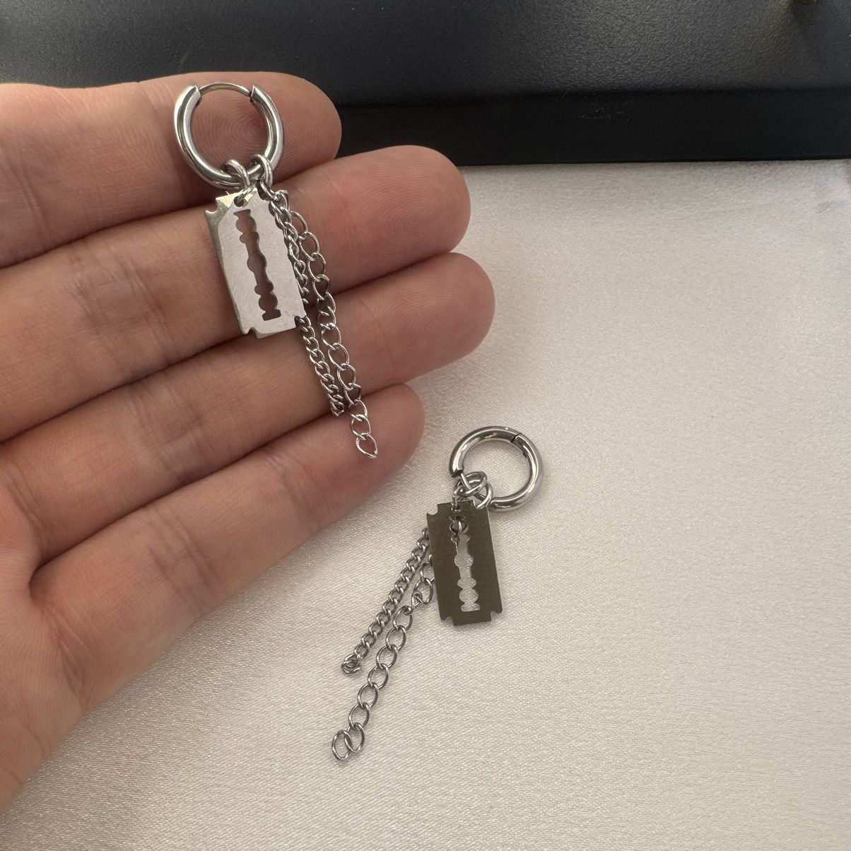 Designer Razor Blade Shape Dangle Drop Earrings for Men Women Size ONE SIZE - 4 Thumbnail