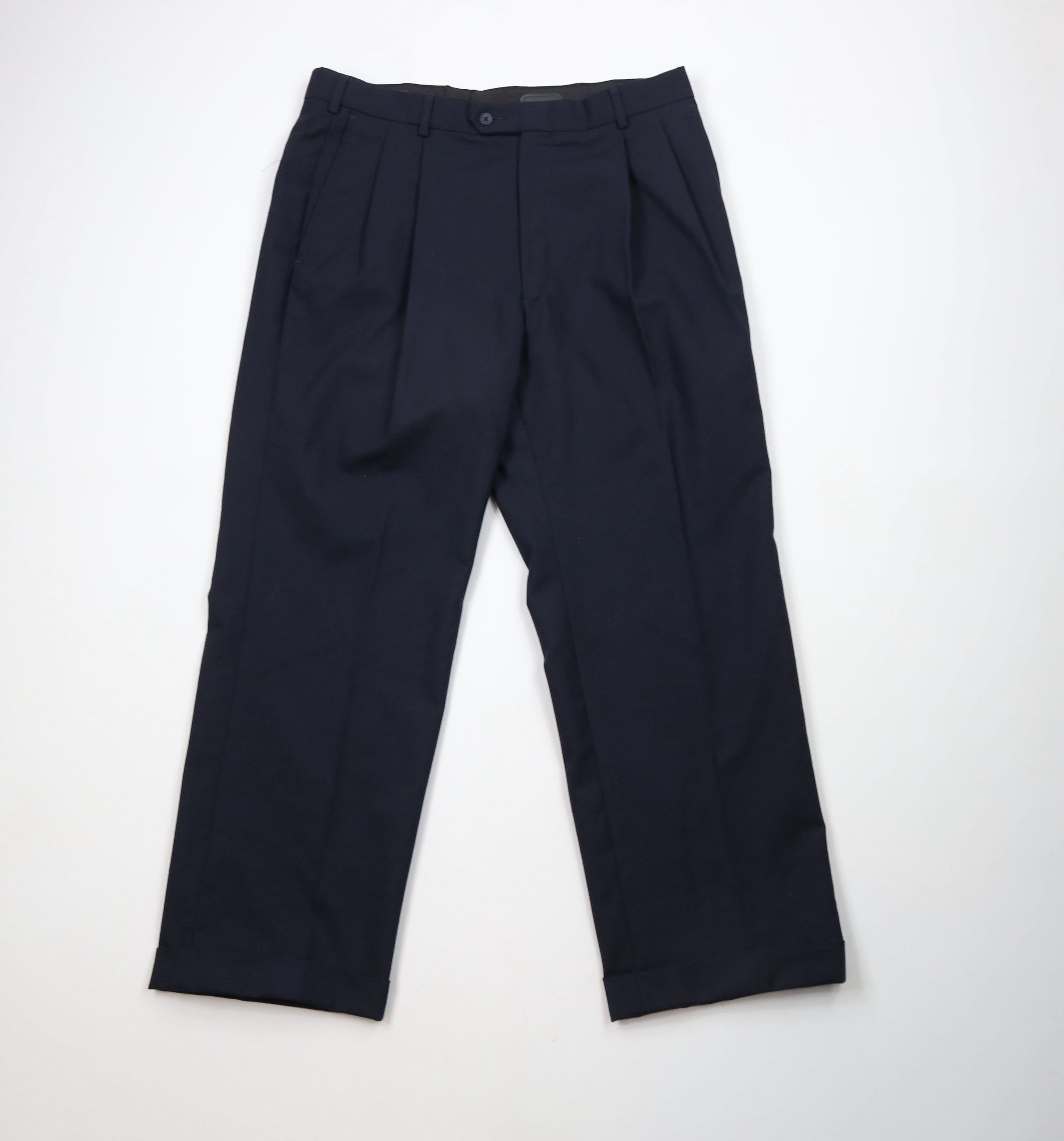 Vintage Vintage 90s Streetwear Pleated Worsted Wool Wide Leg Pants Size US 34 / EU 50 - 1 Thumbnail
