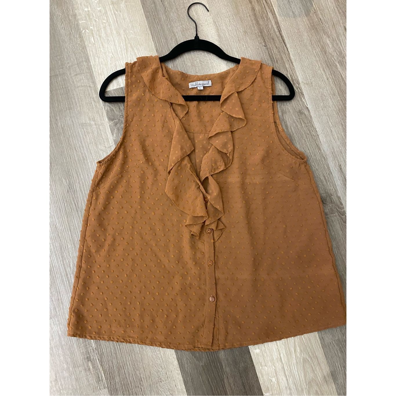 Aether Apparel Wishlist Apparel Ruffle Burnt Orange Dot Button Sleeveless B Size L / US 10 / IT 46 - 1 Thumbnail