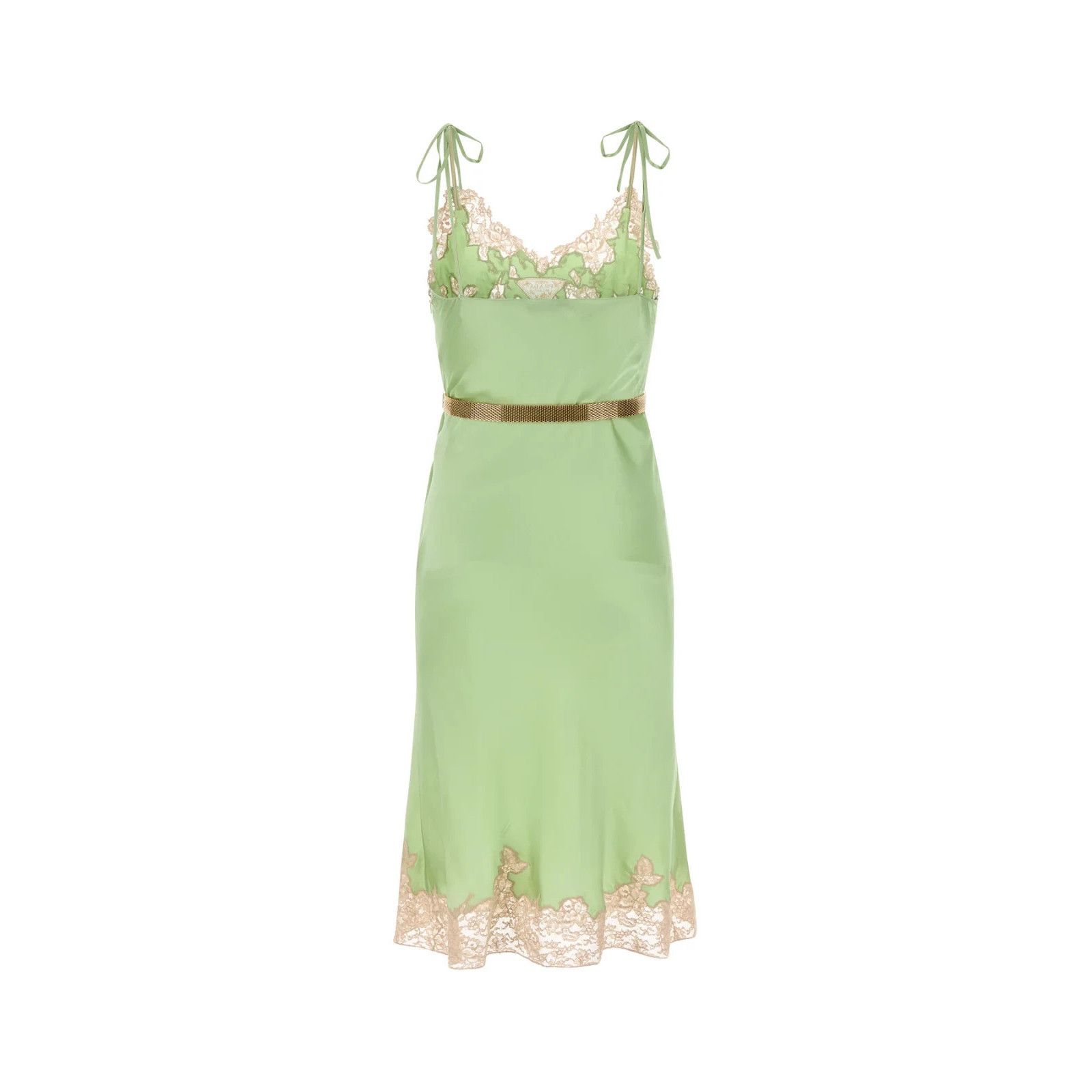 prada green silk dress Prada Satin Mini Dress in Green