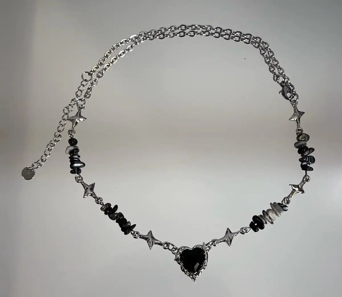 Japanese Brand × Jewelry Retro punk black heart star stone chain necklace choker y2k Size ONE SIZE - 3 Thumbnail