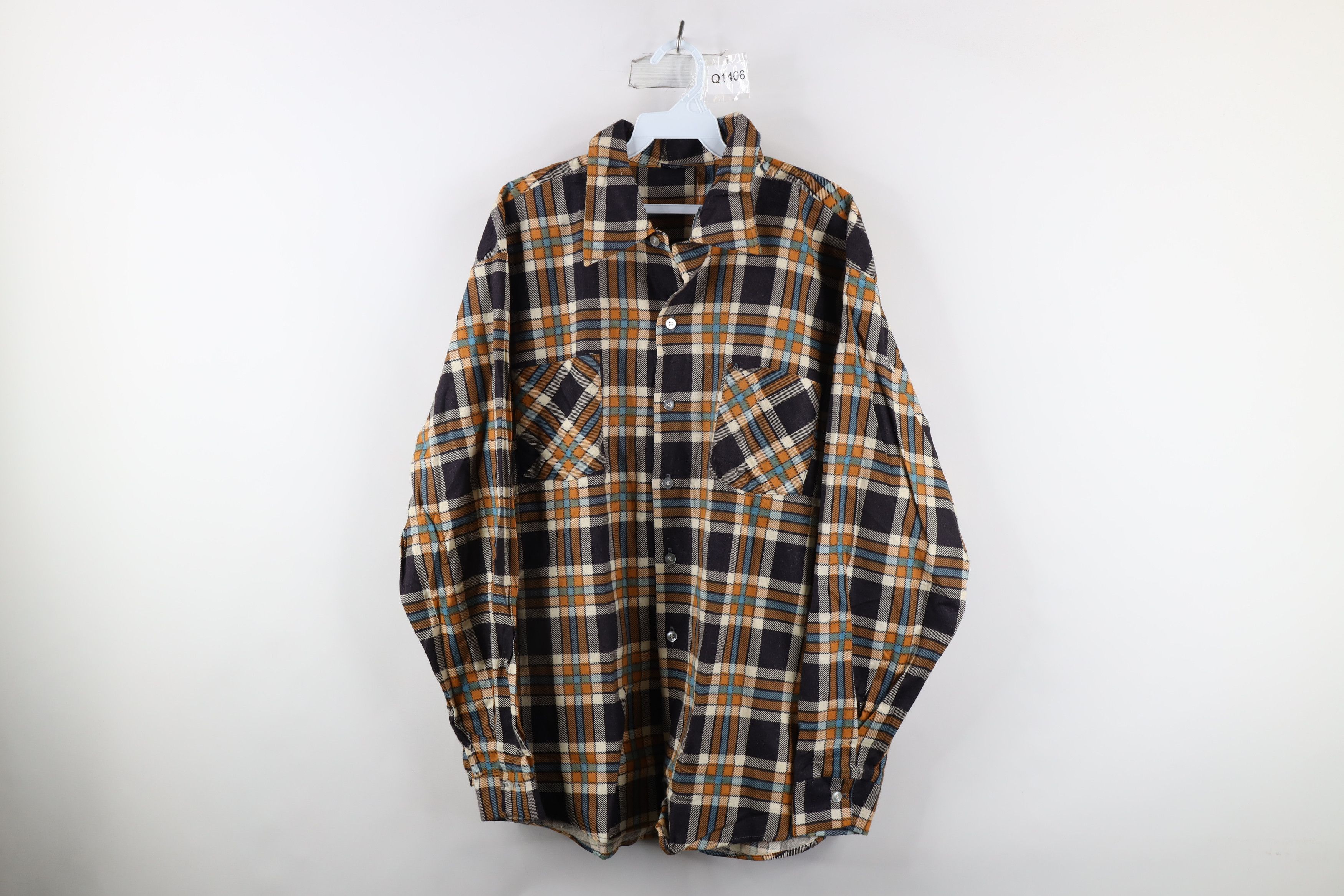 Vintage Deadstock Vintage 70s Streetwear Flannel Button Shirt Plaid Size US XL / EU 56 / 4 - 1 Thumbnail