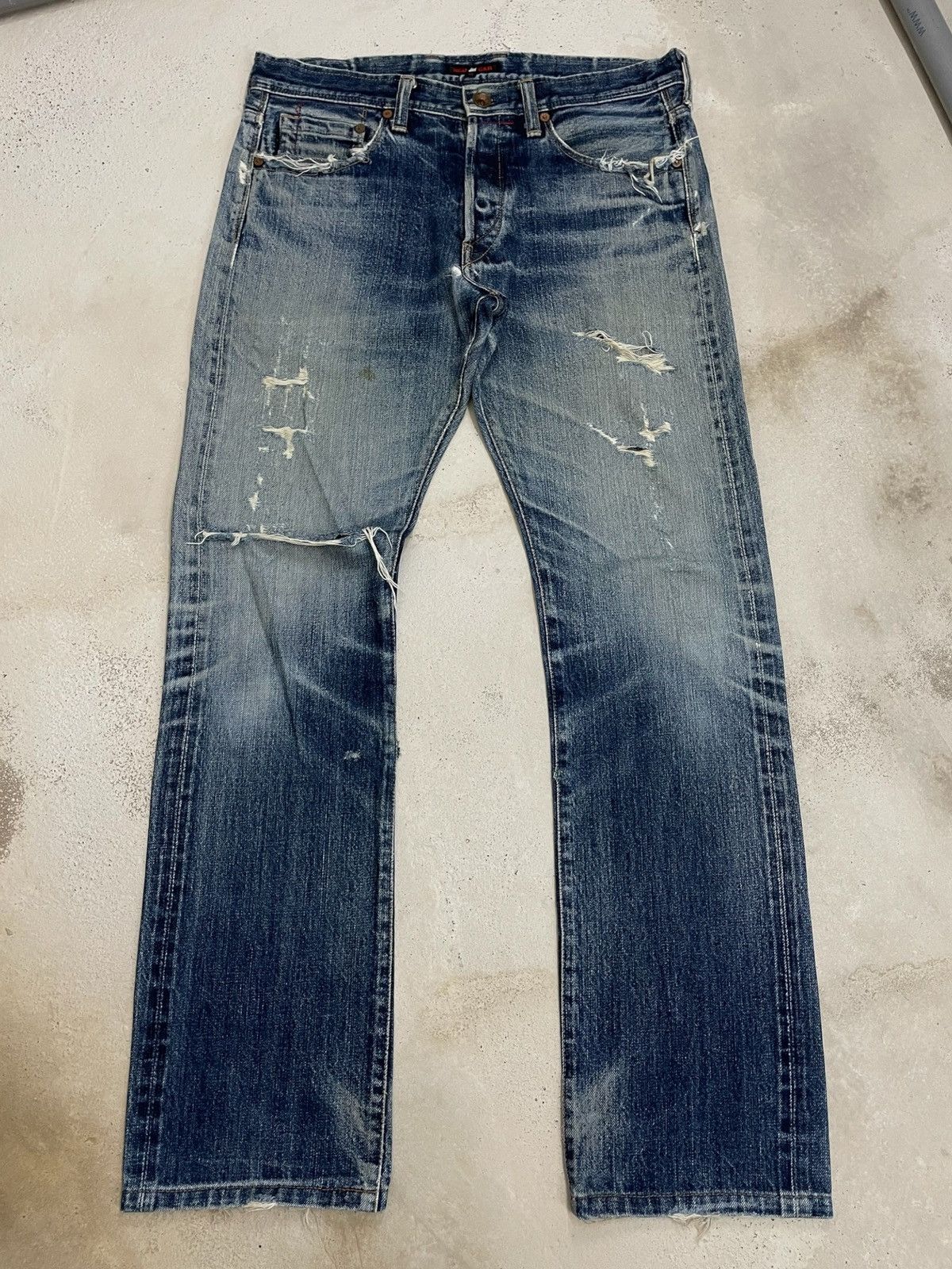 Paul Smith × Paul Smith Red Ear Paul Smith Red Ear Selvedge Distressed Denim Pants (A10) Size US 31 - 2 Thumbnail