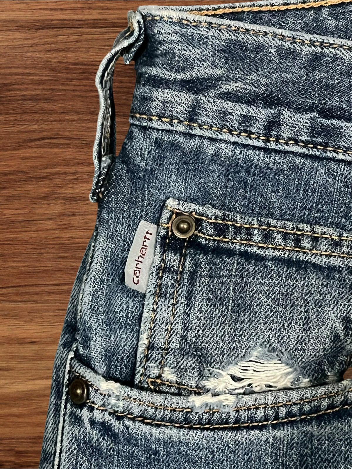 Carhartt Vintage Carhartt Blue Washed Distressed Classic Fit Jeans Size US 36 / EU 52 - 9 Thumbnail