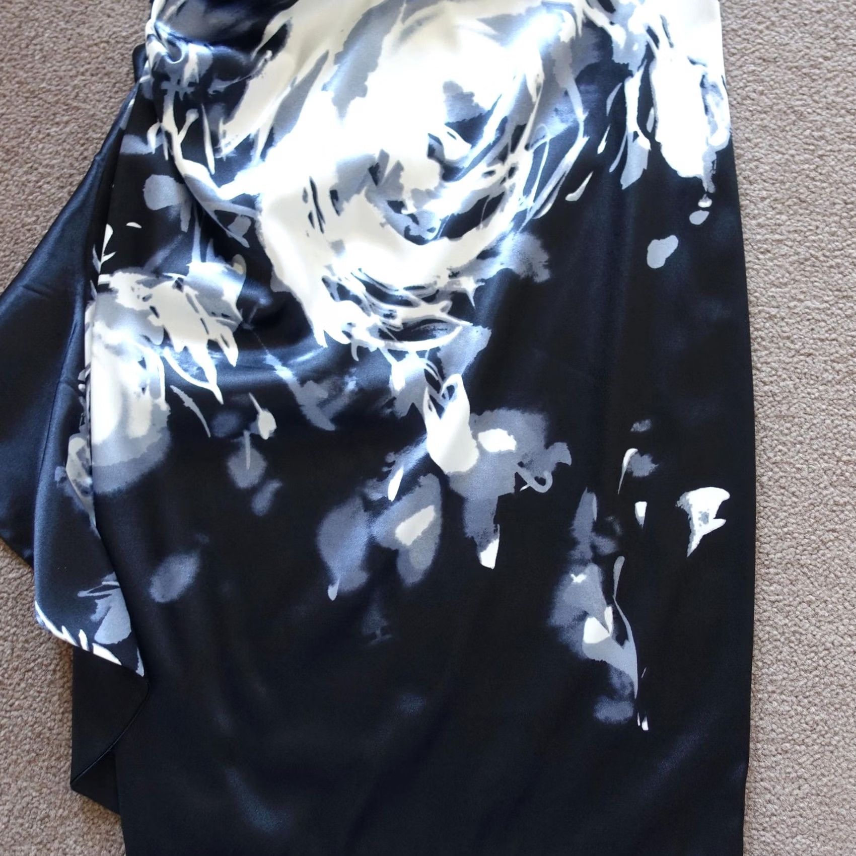 Vintage VINTAGE London Times Dress Womens 6 Black Floral One Shoulder Formal Sheath Cocktail Size M / US 6-8 / IT 42-44 - 7 Thumbnail