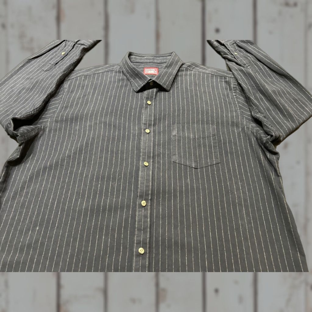 UNTUCKit VINTAGE UNTUCKit Flannel Shirt Men’s XXL Navy Pinstripe Long Sleeve Button-Up Slim Fit 90s Size US XXL / EU 58 / 5 - 1 Thumbnail