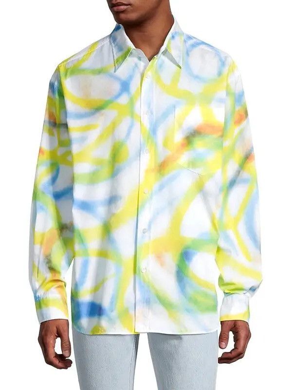 Marni New MARNI Scribble Spray Paint Multicolour Oxford Shirt 50 Size US M / EU 48-50 / 2 - 2 Thumbnail