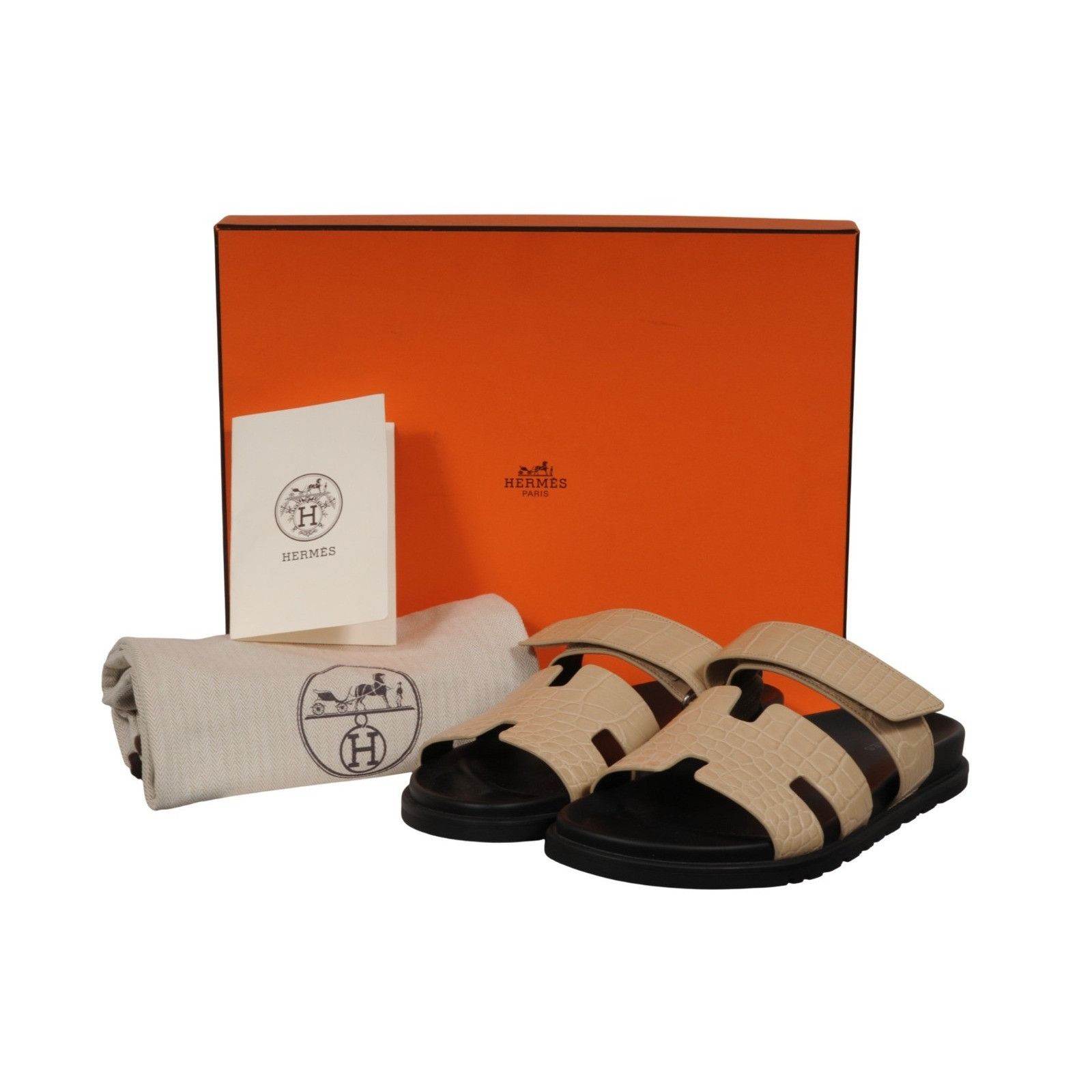Hermes Chypre Sandals Aligator Crocodile Beton Tan Size US 9 / EU 42 - 15 Thumbnail