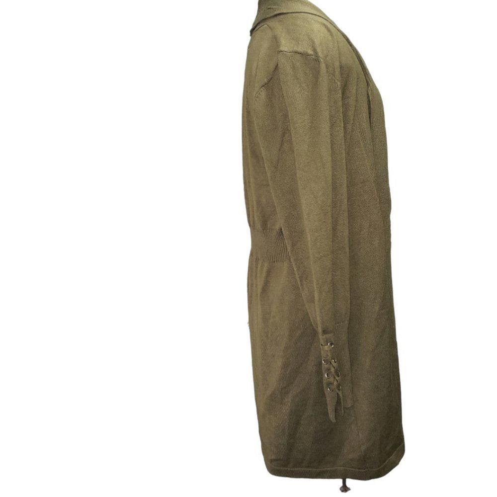 Magaschoni CT1374 Magaschoni Olive Green Ladies Open Cardigan L Size L / US 10 / IT 46 - 2 Thumbnail