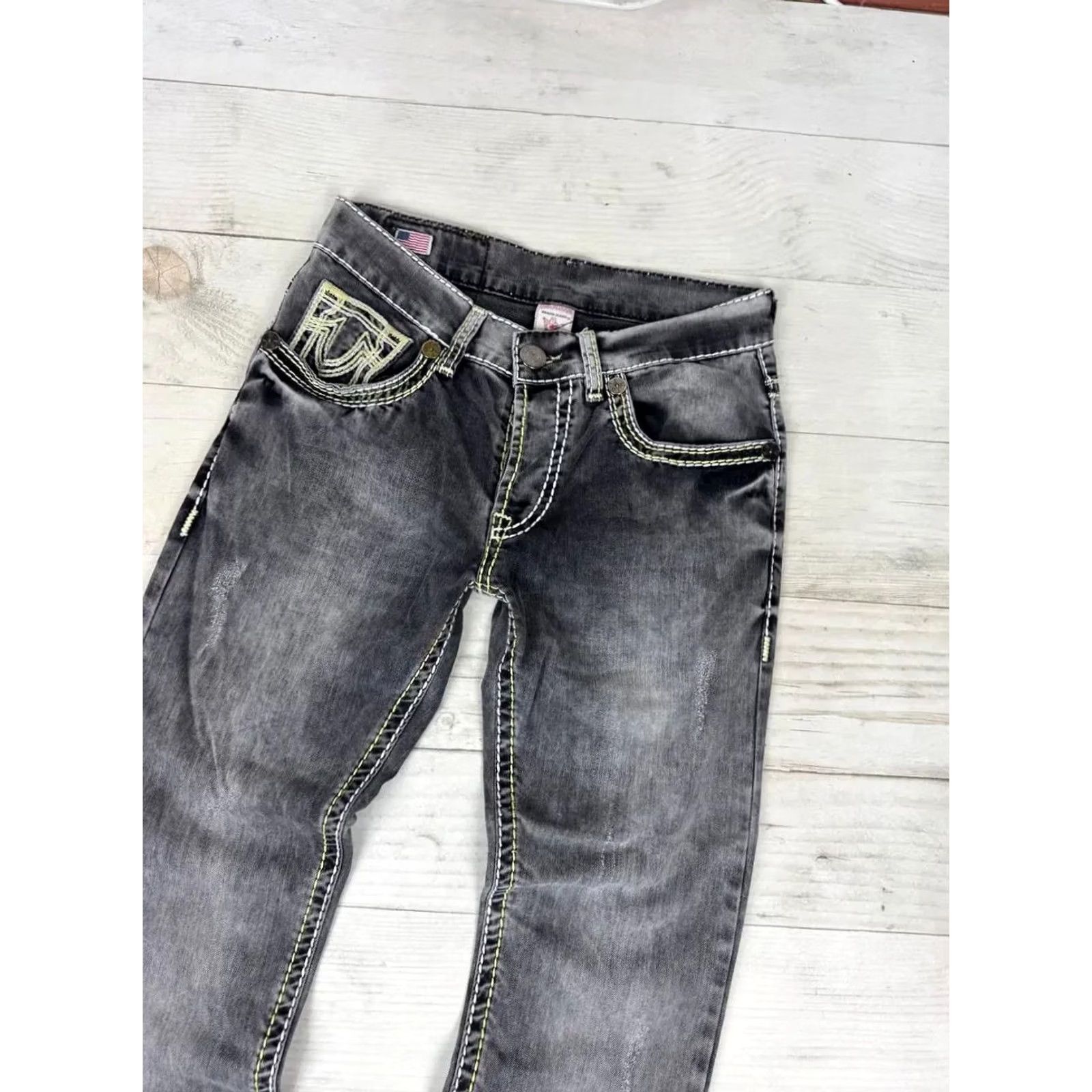 True Religion VINTAGE True Religion Jeans MEn Size 33 Gray Straight 90s Y2K Size US 33 - 3 Thumbnail
