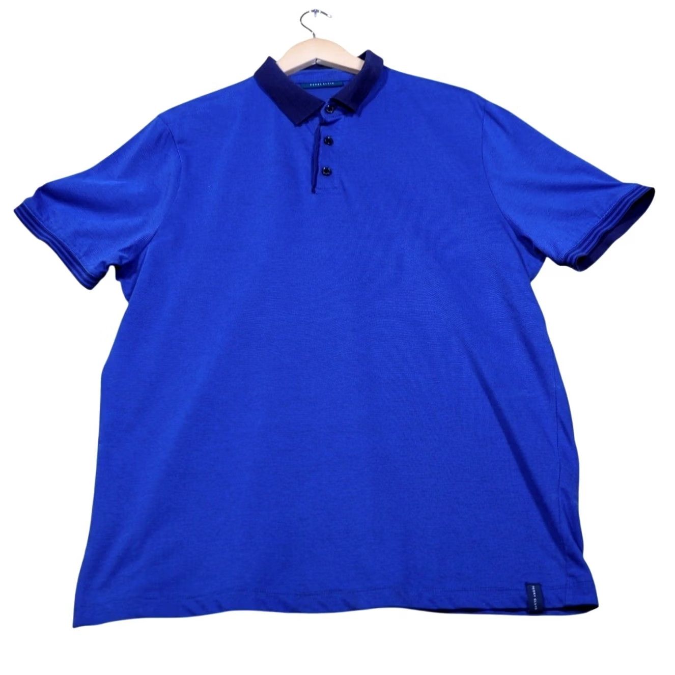 Perry Ellis Perry Ellis Men Large Royal Blue Polo Shirt Short Sleeve Collared Textured Button Size US L / EU 52-54 / 3 - 5 Thumbnail