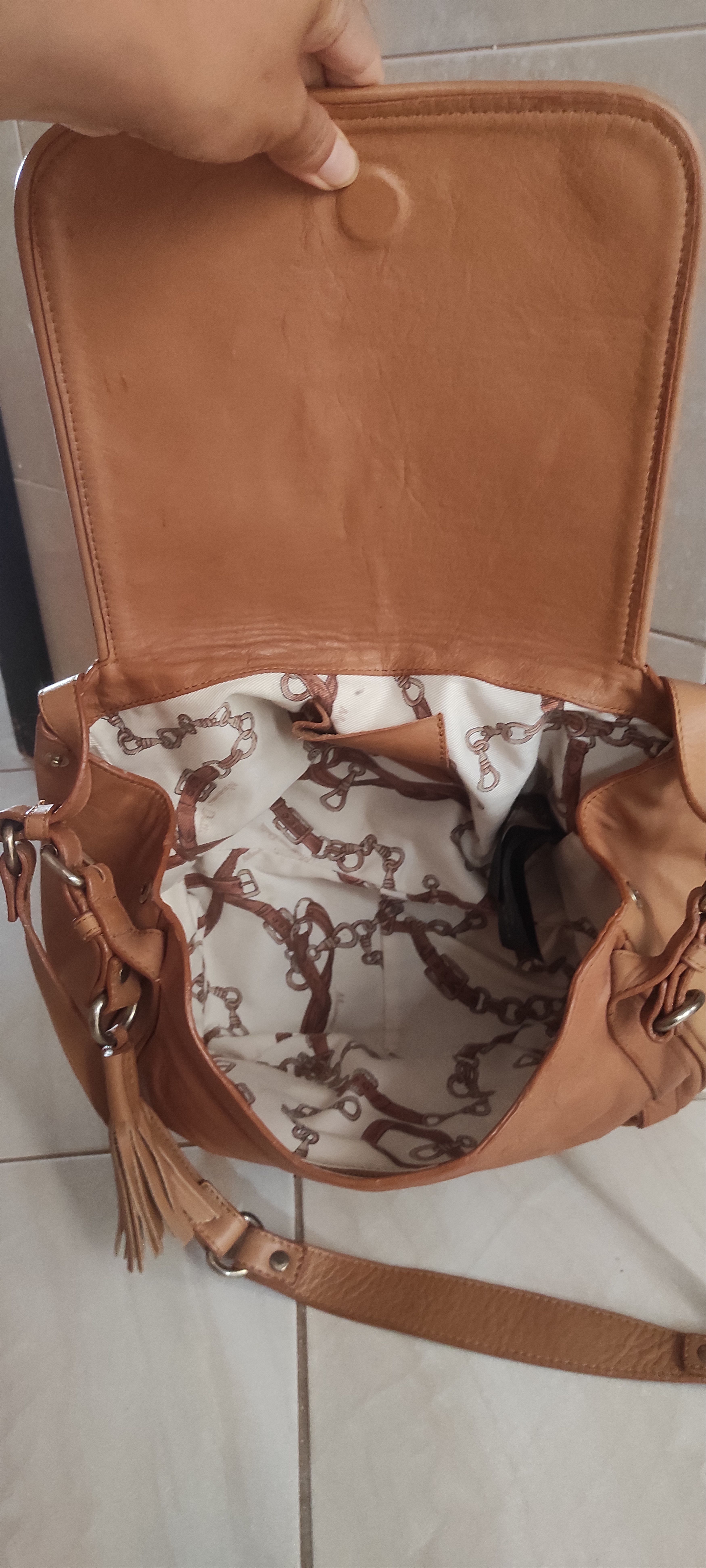 Massimo Dutti Massimo Dutti Satchel Bag Camel Leather Crossbody Bag Size ONE SIZE - 16 Thumbnail