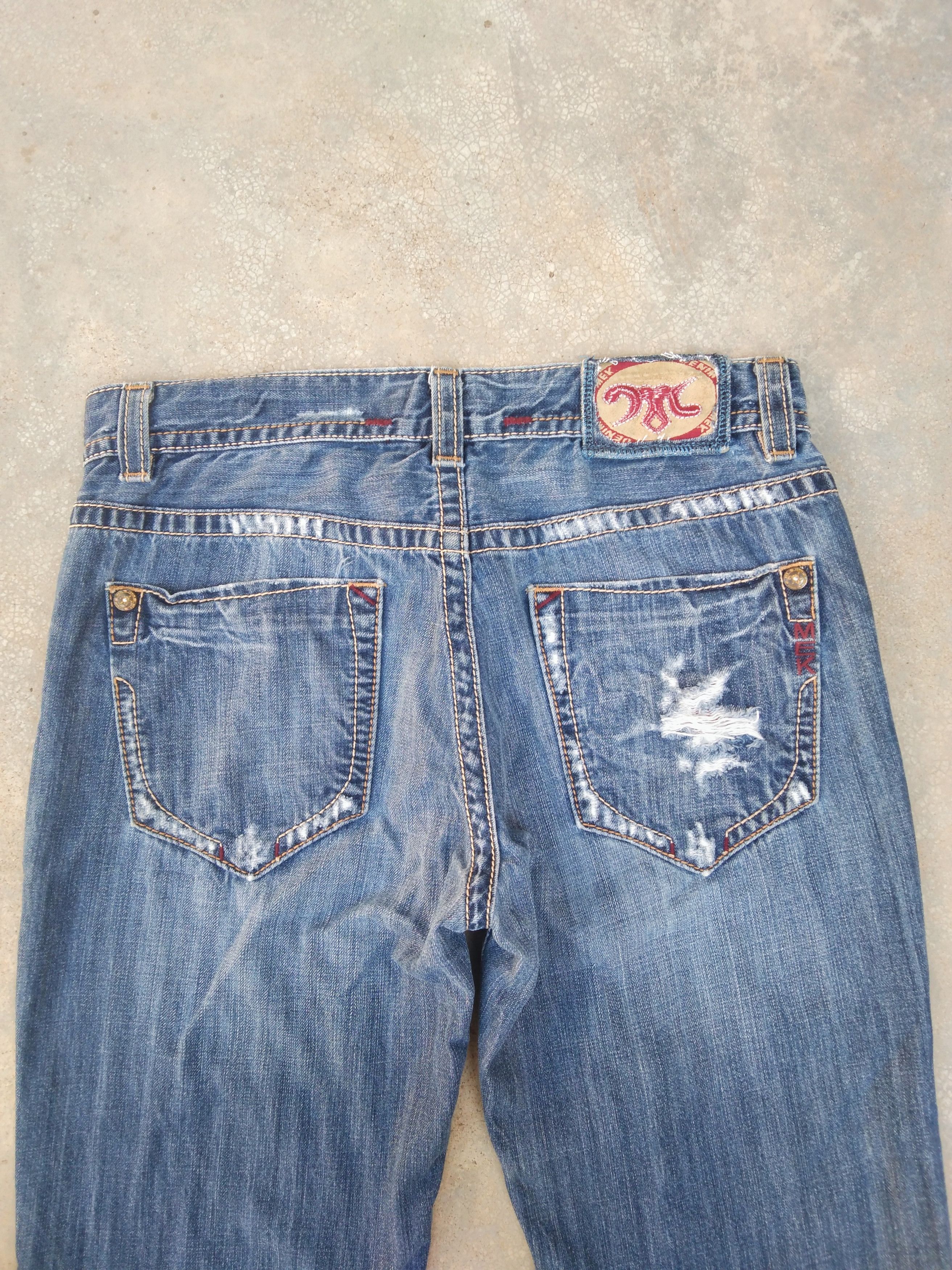 Mek Denim Vintage Mek Denim Faded Blue Washed Boot Cut Jeans 34x32 Size US 34 / EU 50 - 5 Thumbnail