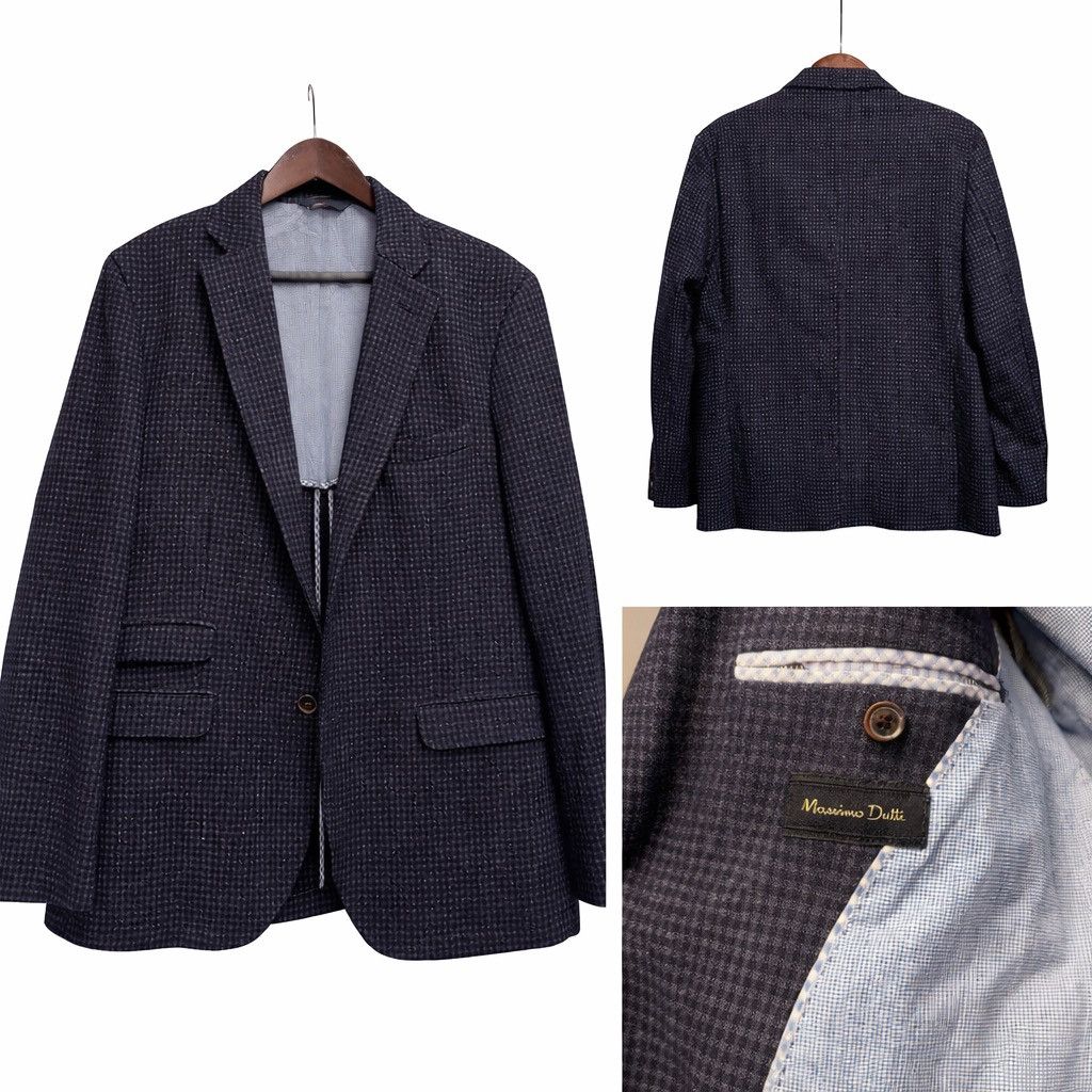 Massimo Dutti Massimo Dutti Navy Check Blazer – Tailored Fit Size 44R - 1 Thumbnail
