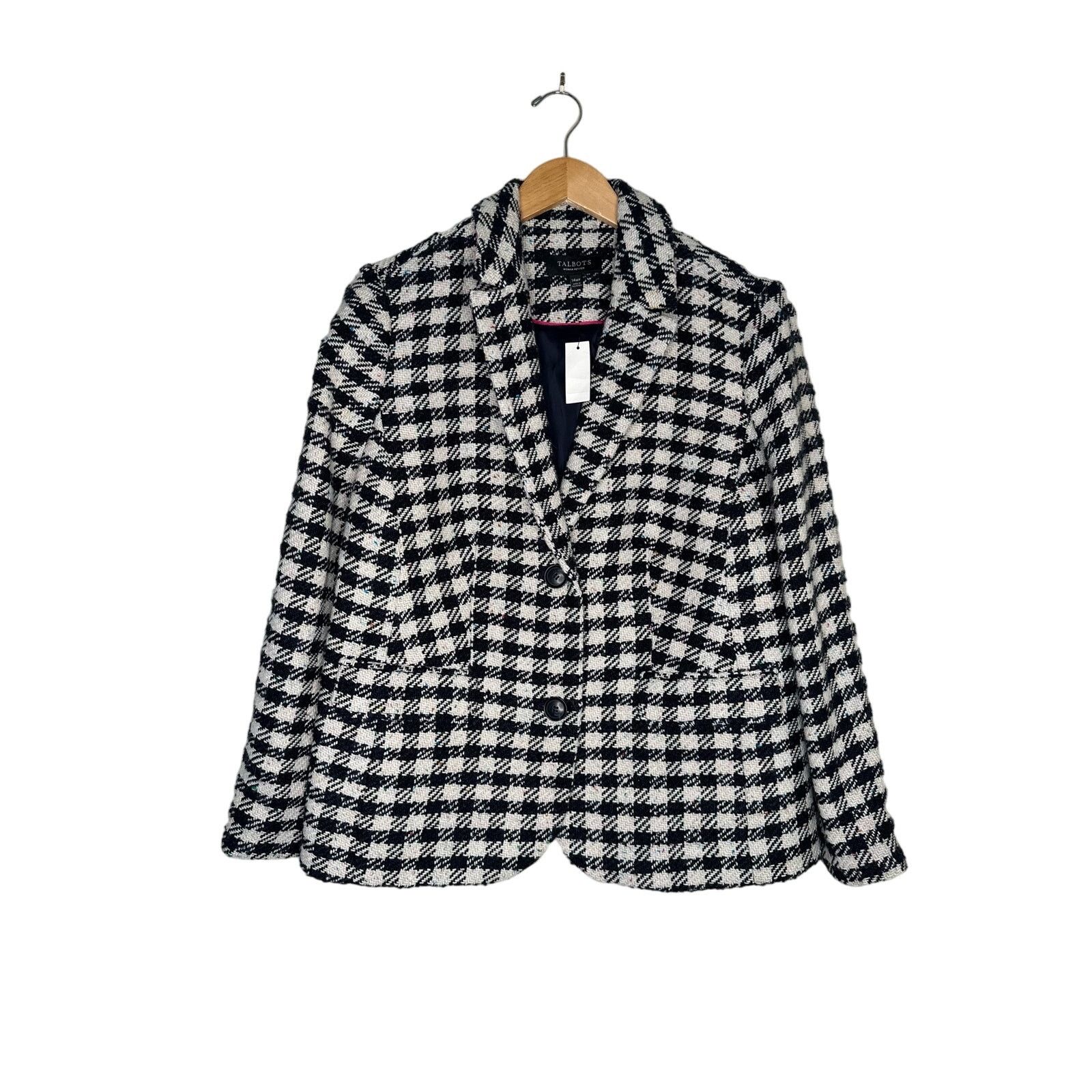 Robert Talbott Plus Petite NWT 14WP Confetti Navy White Checkered Blazer Size XL / US 12-14 / IT 48-50 - 13 Thumbnail