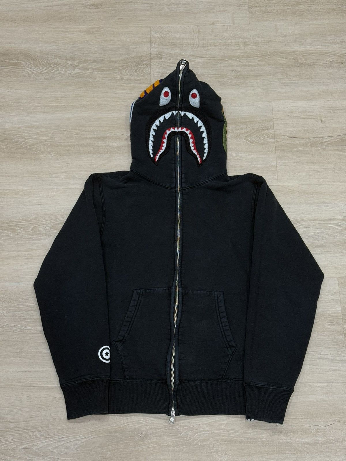 APE BAPE NEIGHBORHOOD SKULL SHARK パーカー　L A Bathing Ape x Neighborhood Shark Camo Full Zip Hoodie 'Grey