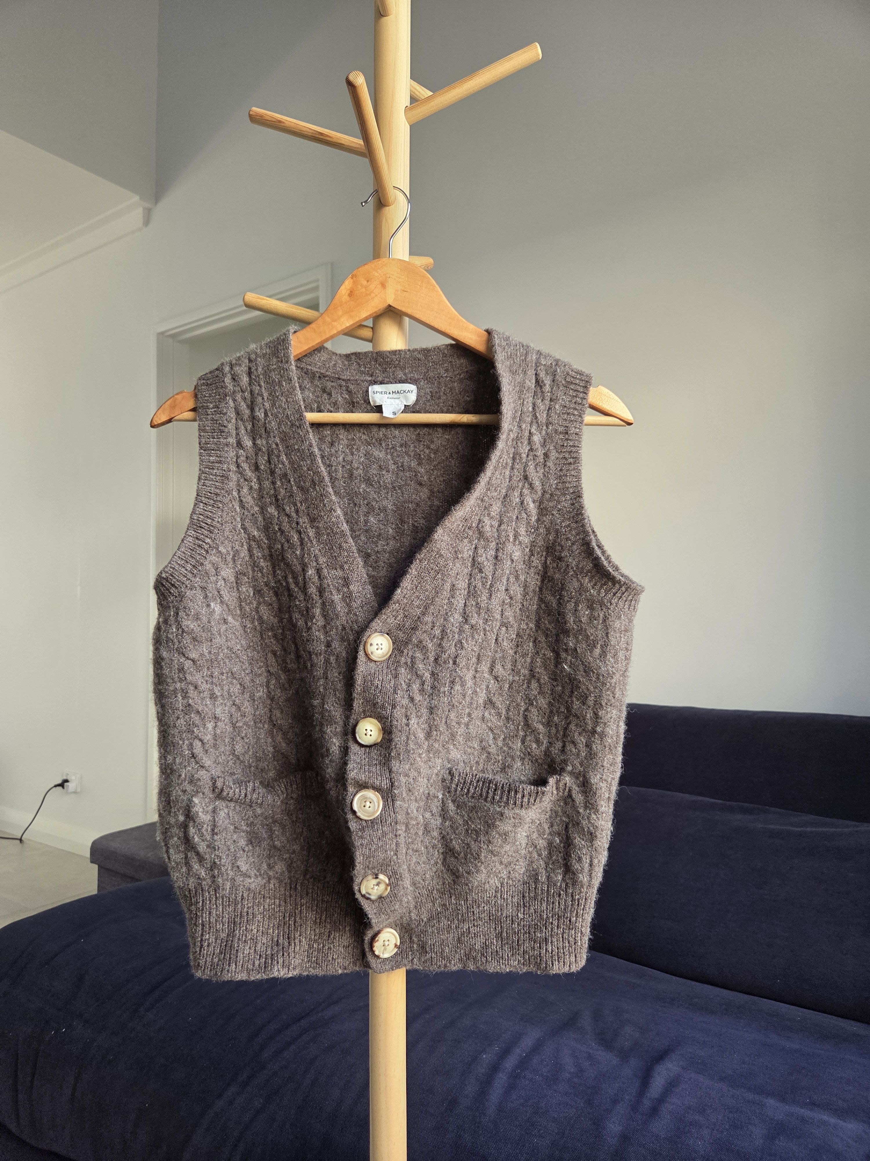 Spier & Mackay Heathered Brown Shetland Cable Cardigan Size US S / EU 44-46 / 1 - 1 Thumbnail