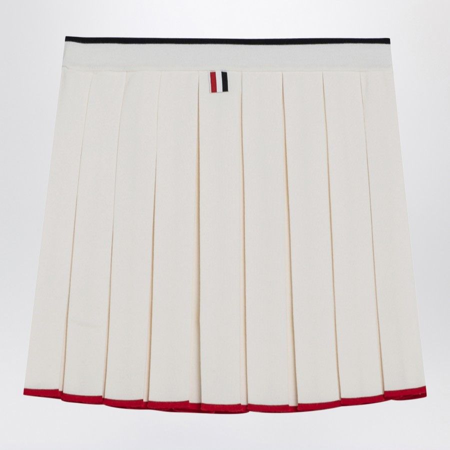 Thom Browne o1d2blof1024 Wool-Blend Pleated Mini Skirt in White Size 26" / US 2 / IT 38 - 2 Thumbnail