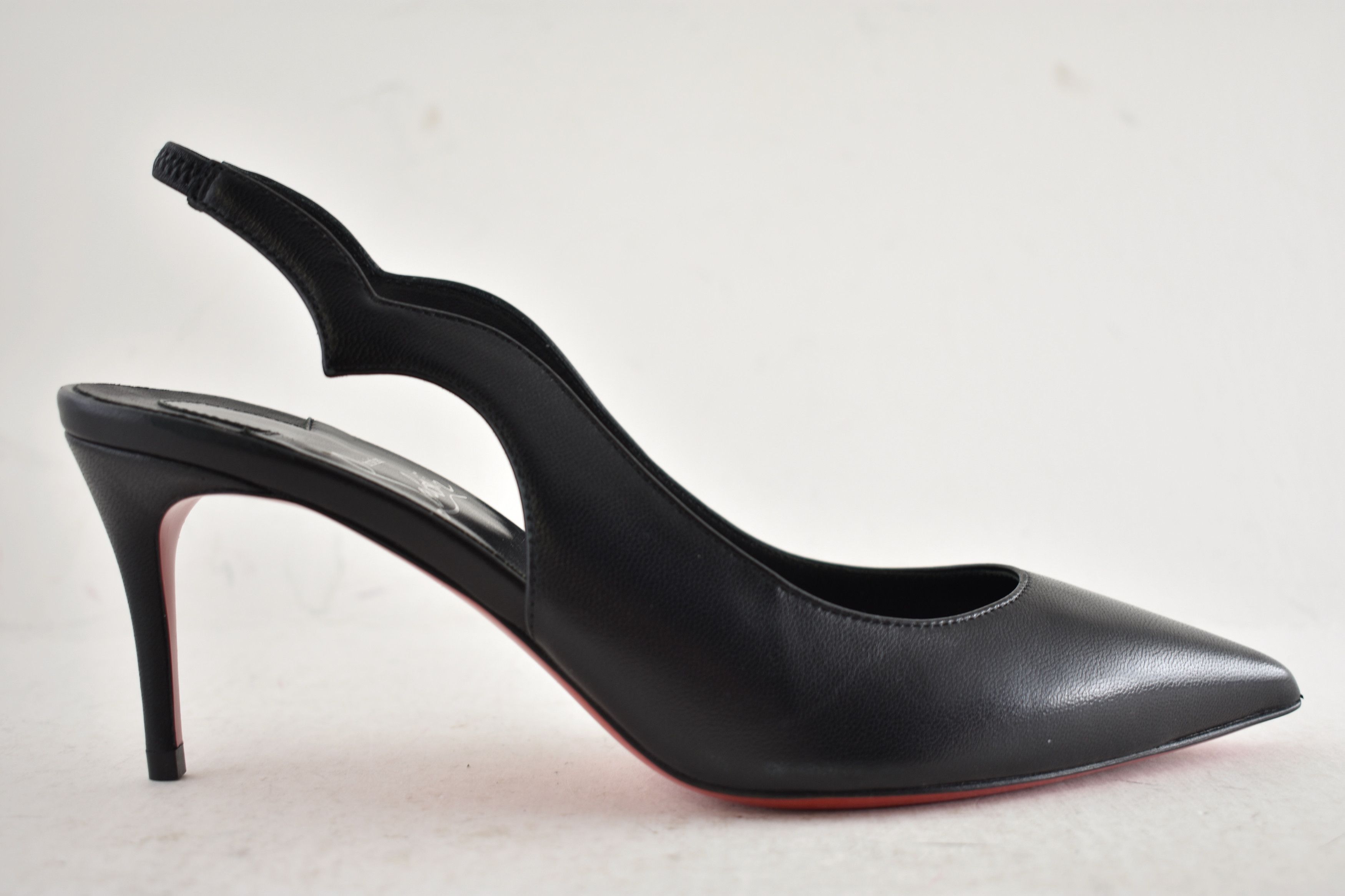 Christian Louboutin Hot Chick Sling 70 Black Nappa Leather Low Heel Pump 36.5 Size US 6.5 / IT 36.5 - 2 Thumbnail