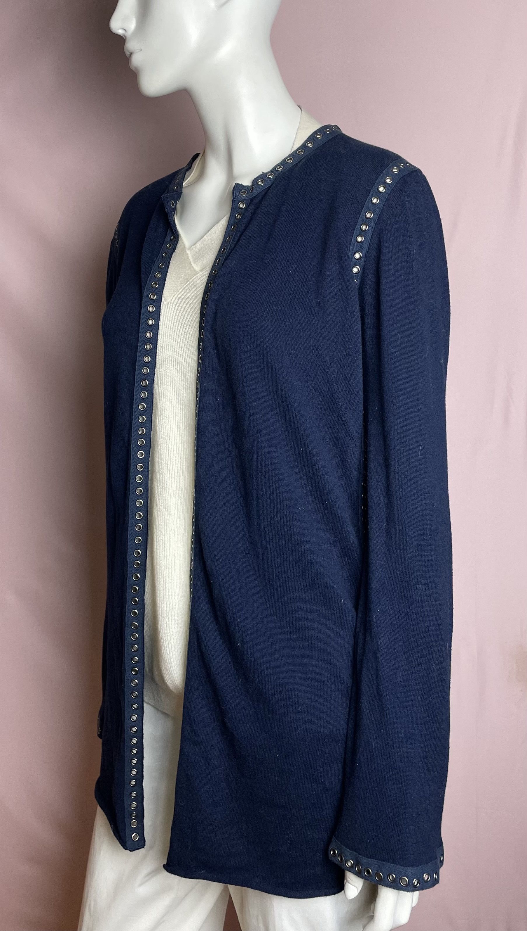 Zadig & Voltaire Zadig & Voltaire Navy Blue Cotton Open Coat Cardigan Size M / US 6-8 / IT 42-44 - 2 Thumbnail