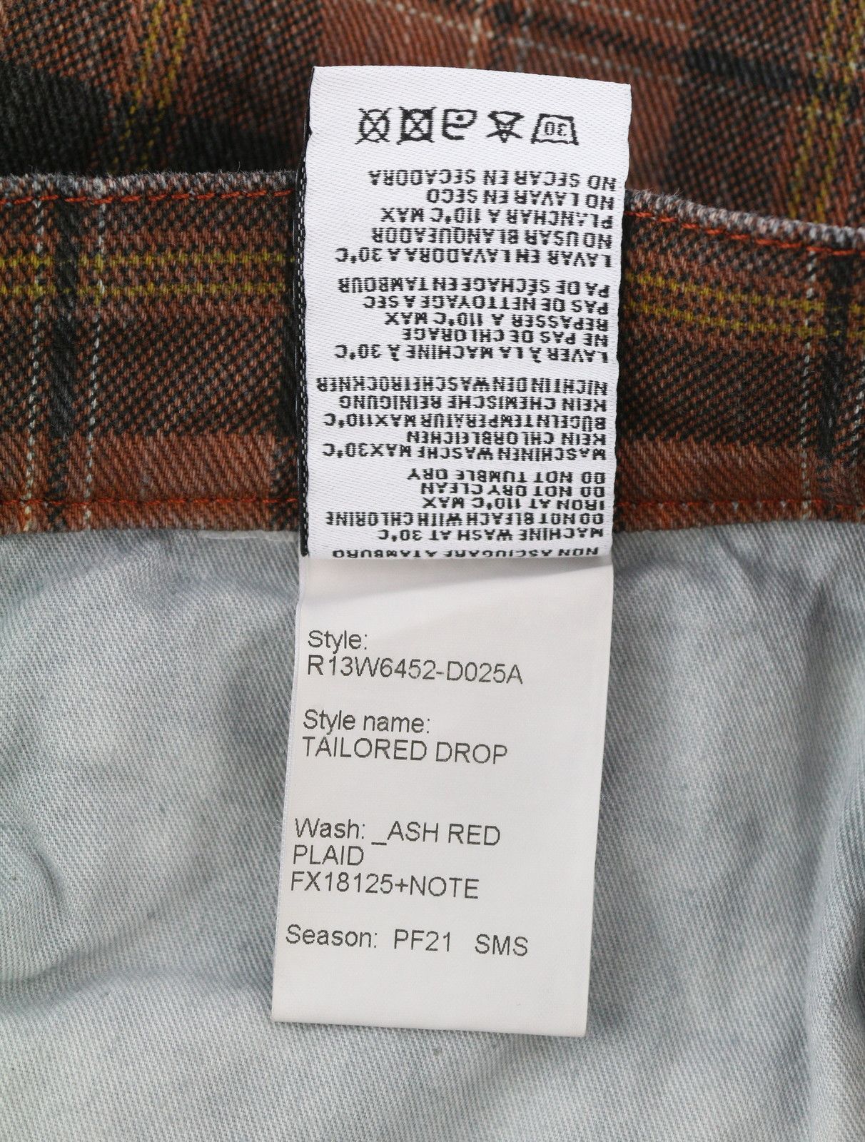 R13 TAILORED DROP 27 Ash Red Plaid Ankle Crop Relaxed 85770 Size 27" / US 4 / IT 40 - 7 Thumbnail
