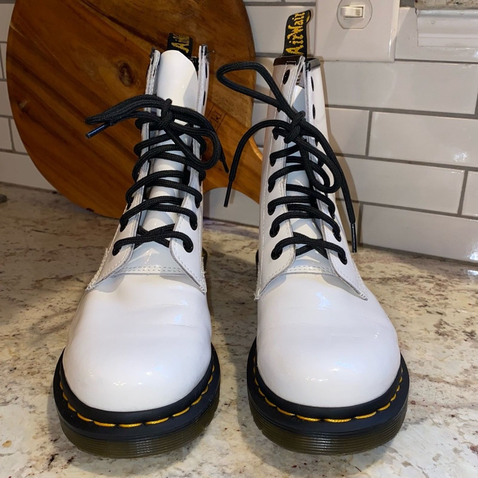 Dr. Martens Doc Dr Martens $150 11821 White Gloss Boots 8 Eye Women’s 7 Size US 7 / IT 37 - 5 Thumbnail