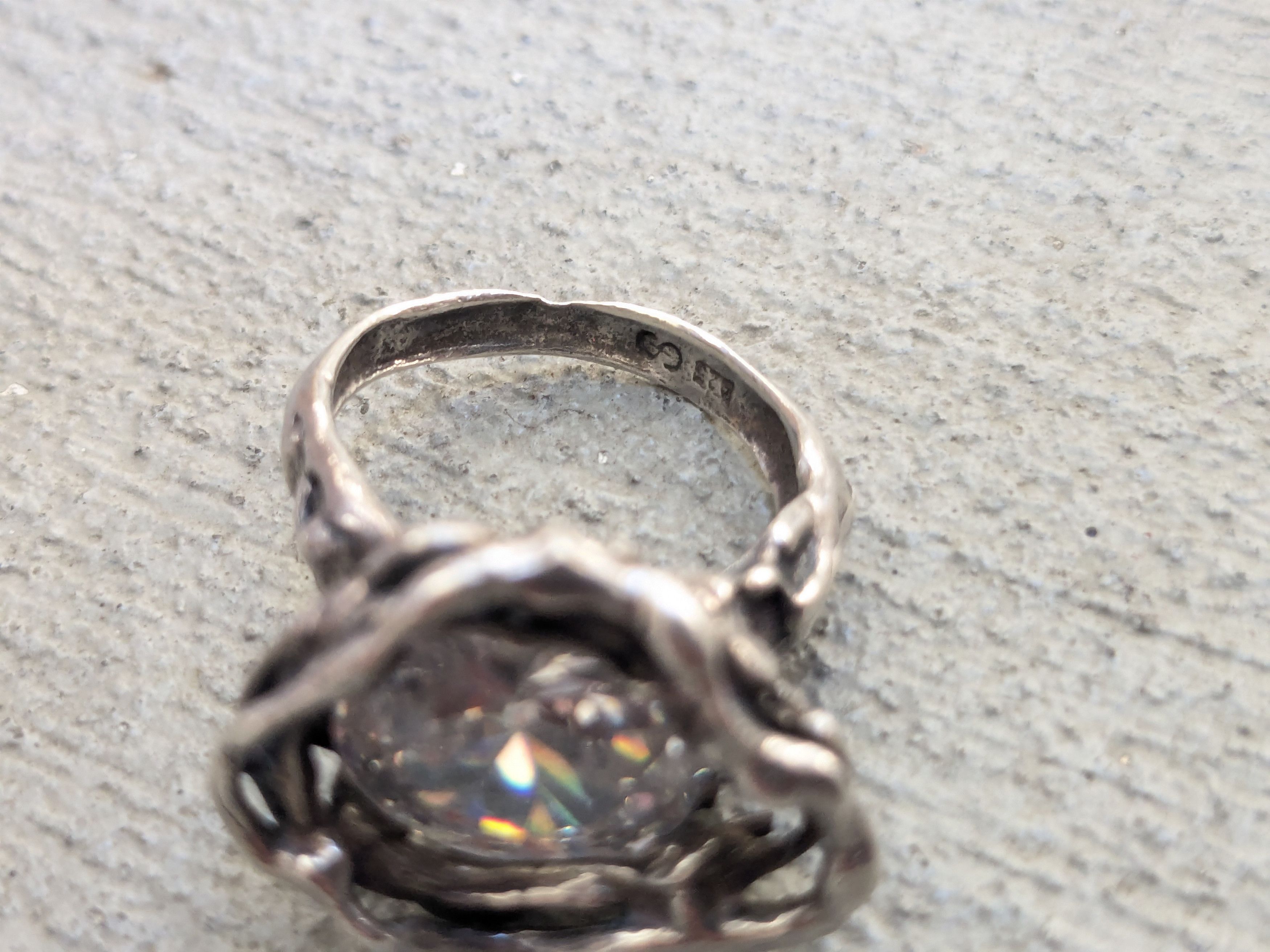 Jewelry × Vintage Sterling Silver Ring 6.75 CZ Brutalist Modern Avant Garde Size ONE SIZE - 12 Thumbnail
