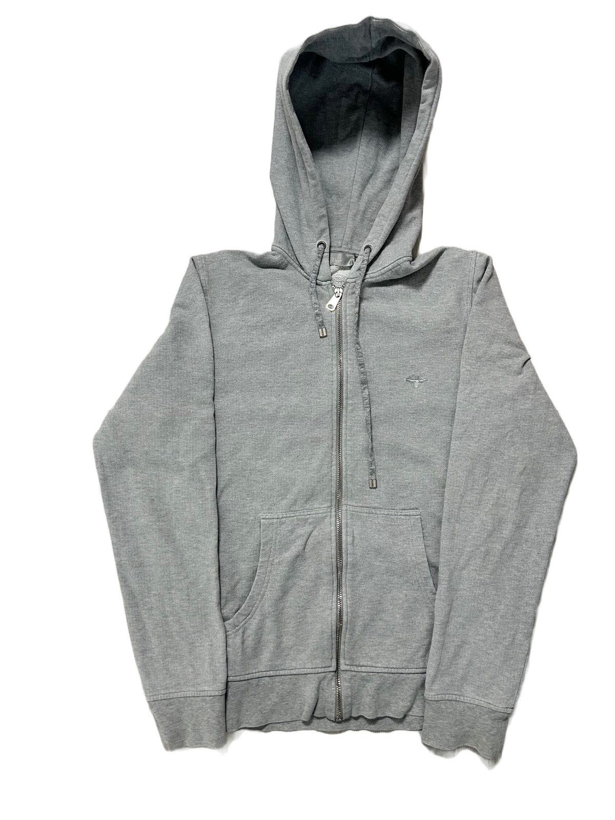 image of Dior Grey Bee Zip-Up Hoodie, Men's (Size Medium)