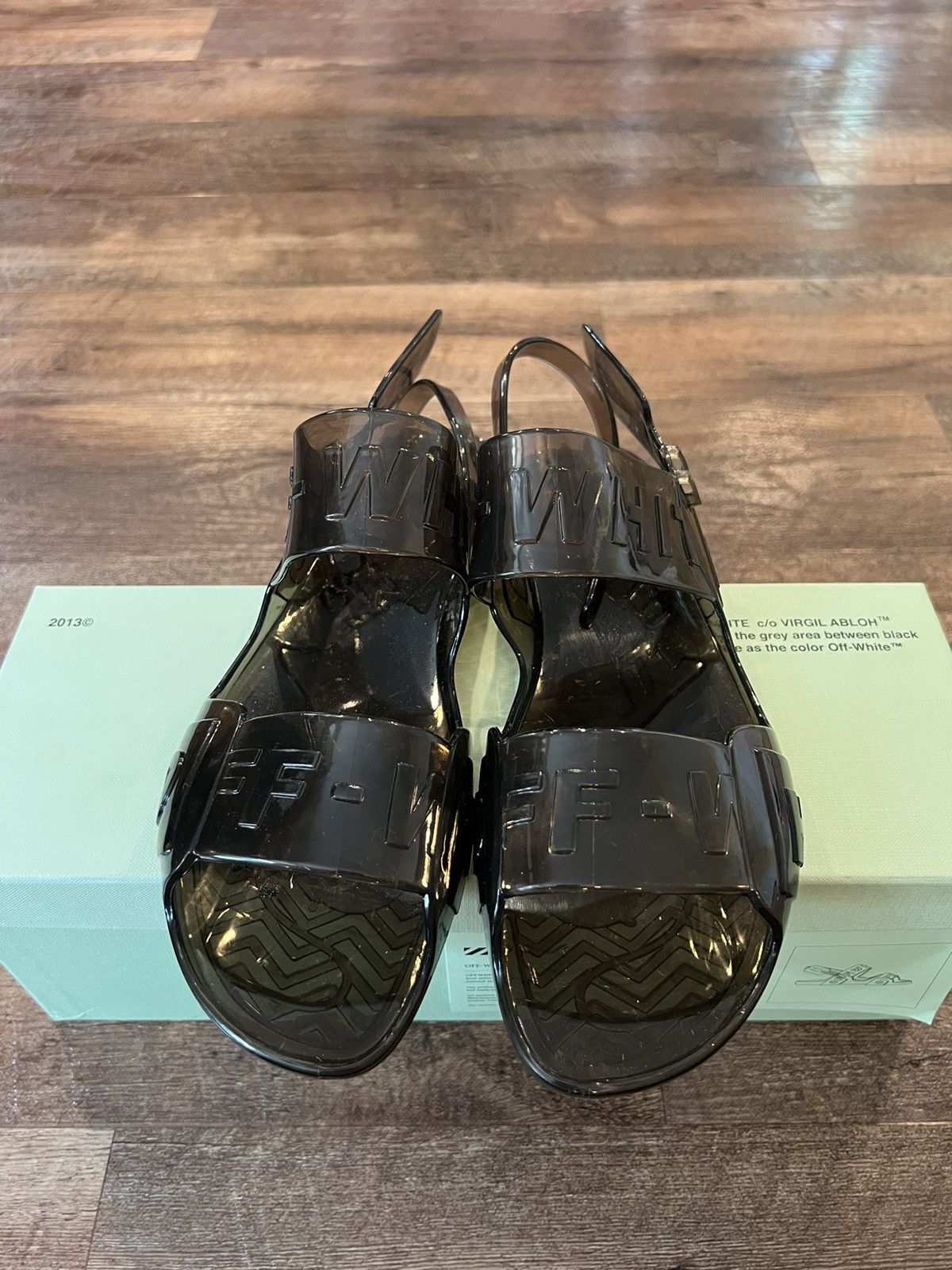 Off-White Off-White Jelly Sandals Zip Tie Slingback Black Sz 40 US 9 Size US 9 / IT 39 - 4 Thumbnail