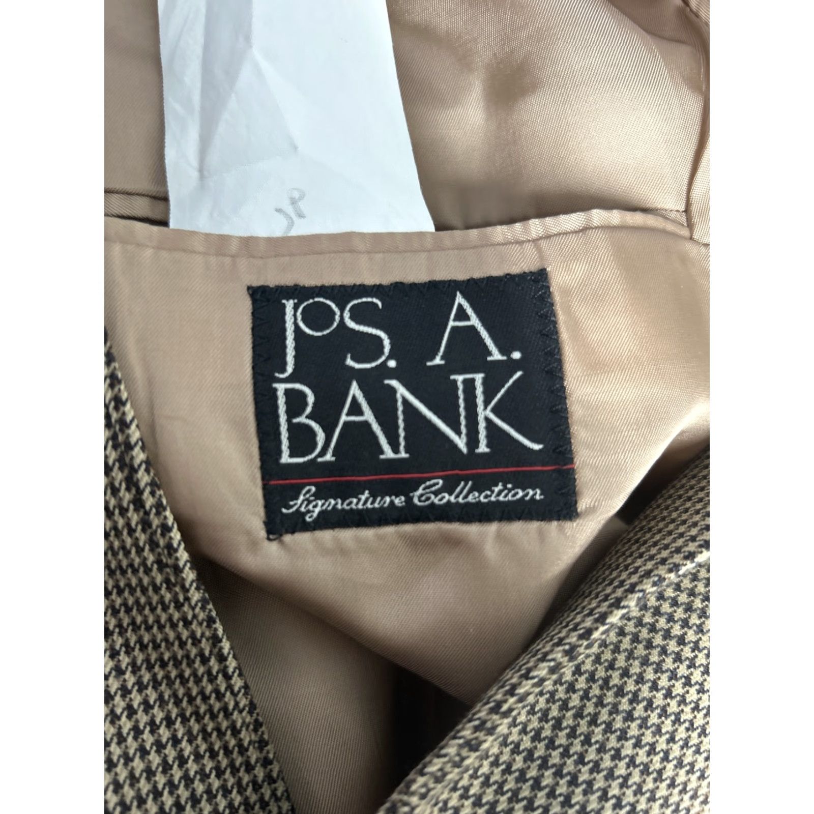 Jos. A. Bank VINTAGE Jos A Bank Brown Houndstooth Two Button Blazer Jacket 100% Wool Men’s 46R Hole Size 46R - 6 Thumbnail