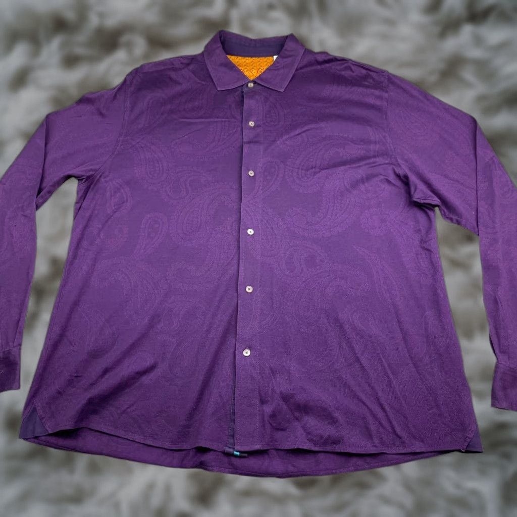 Robert Graham Robert Graham Shirt Men 100% Cotton L/S Classic Fit Button XL Purple Paisley Size US XL / EU 56 / 4 - 1 Thumbnail