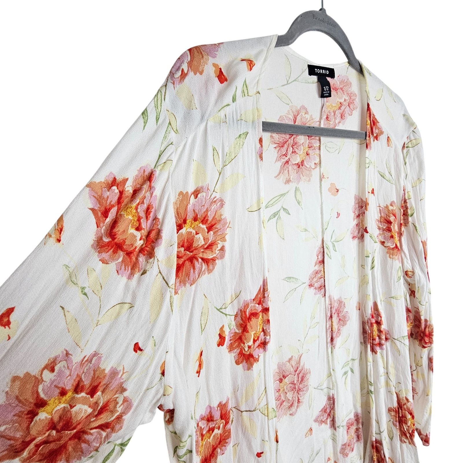 Torrid Torrid Womens Floral Chiffon Kimono Plus Size 1/2X Open Size XXL / US 16-18 / IT 52-54 - 6 Thumbnail