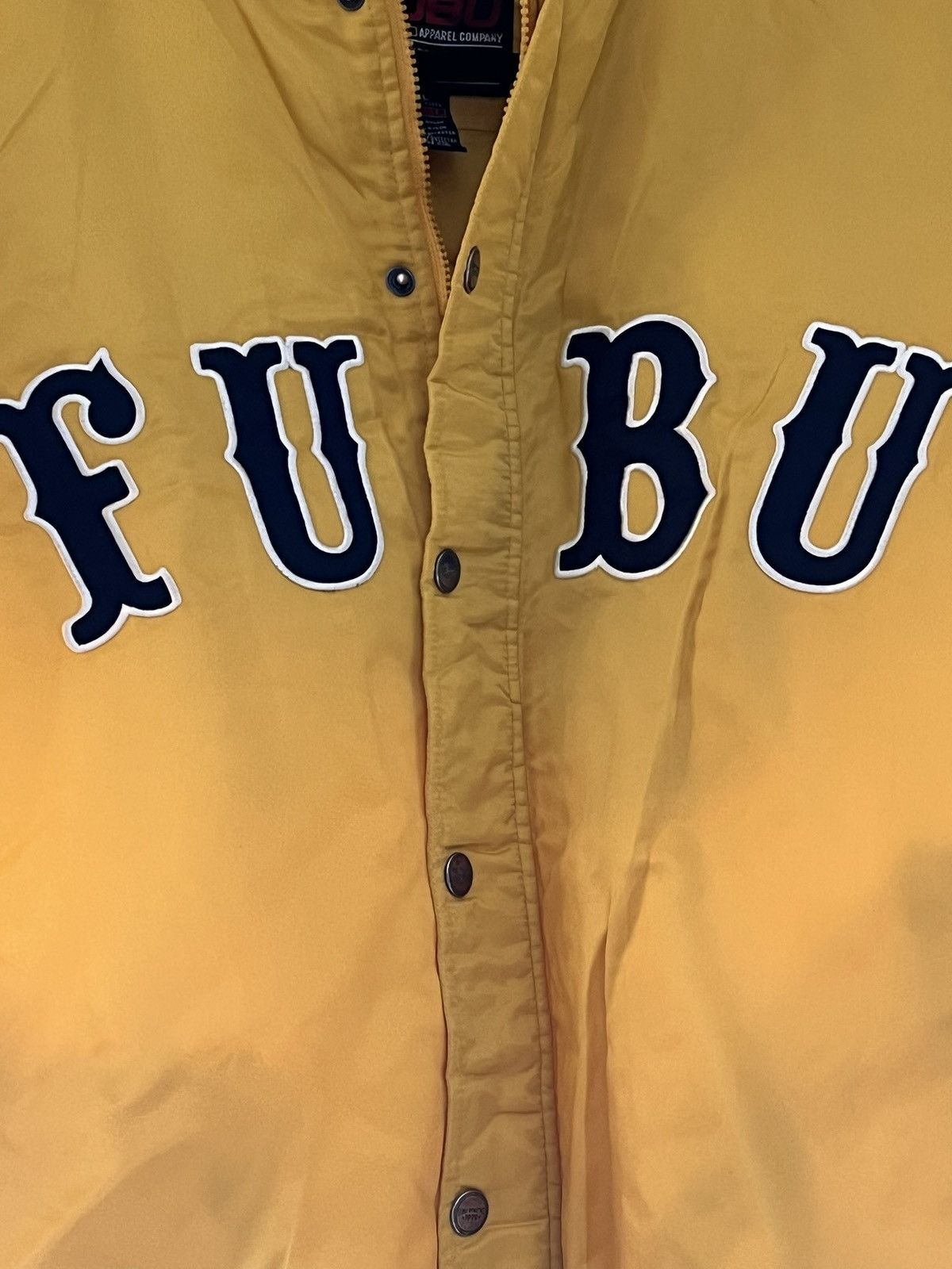 Fubu Vintage FUBU Satin VarsityJacket XL YellowHip Hop Y2K Bomber Size US XL / EU 56 / 4 - 4 Thumbnail