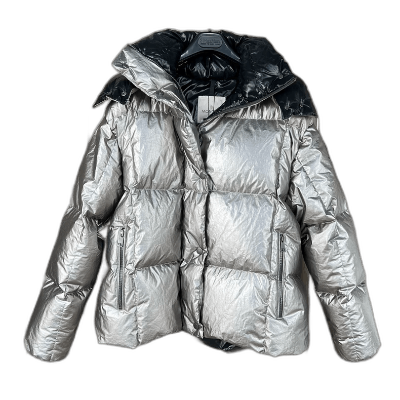 Moncler Moncler Silver Puffer Jacket with Logo Size US XXS / EU 40 - 1 Thumbnail